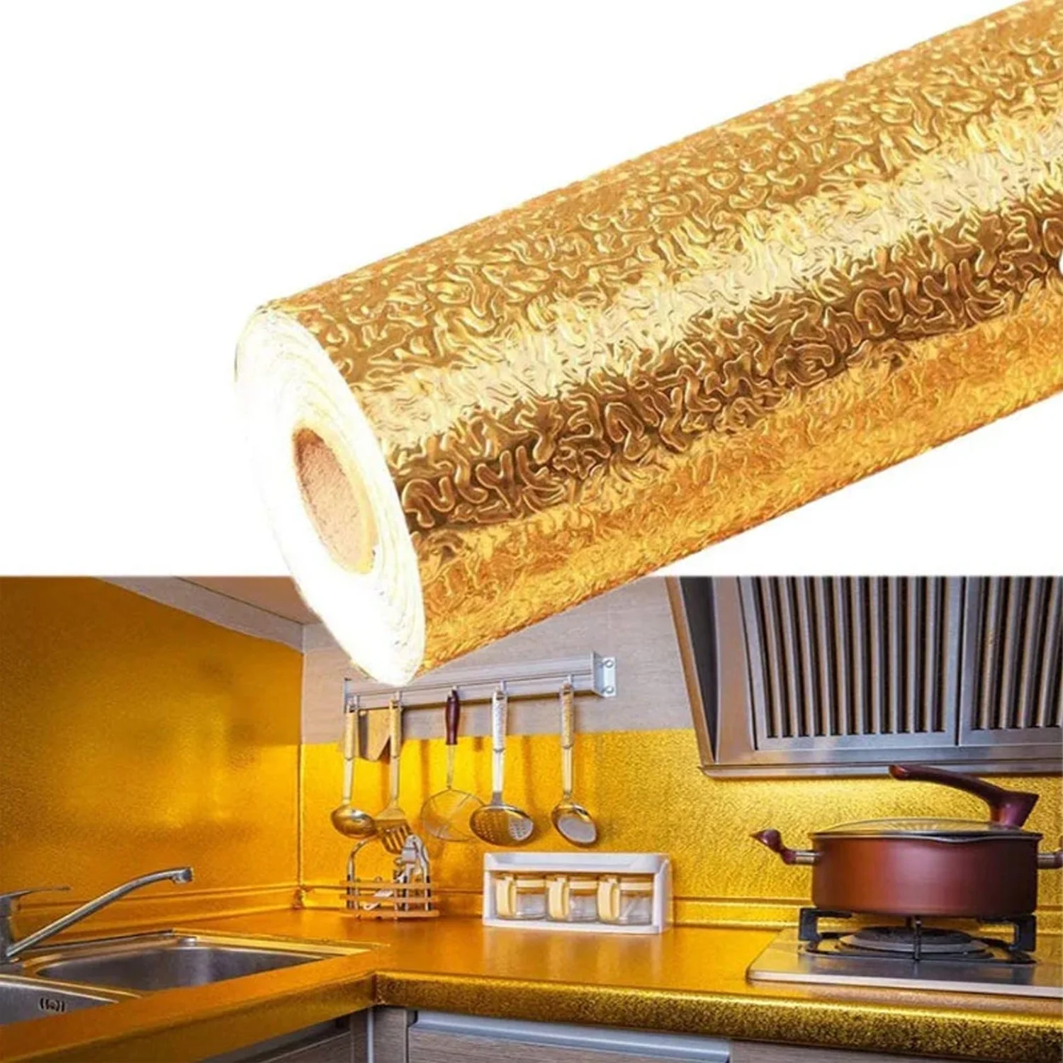 Oil-Proof Aluminum Foil Sticker – Waterproof Self-Adhesive Kitchen Wallpaper - Image 6