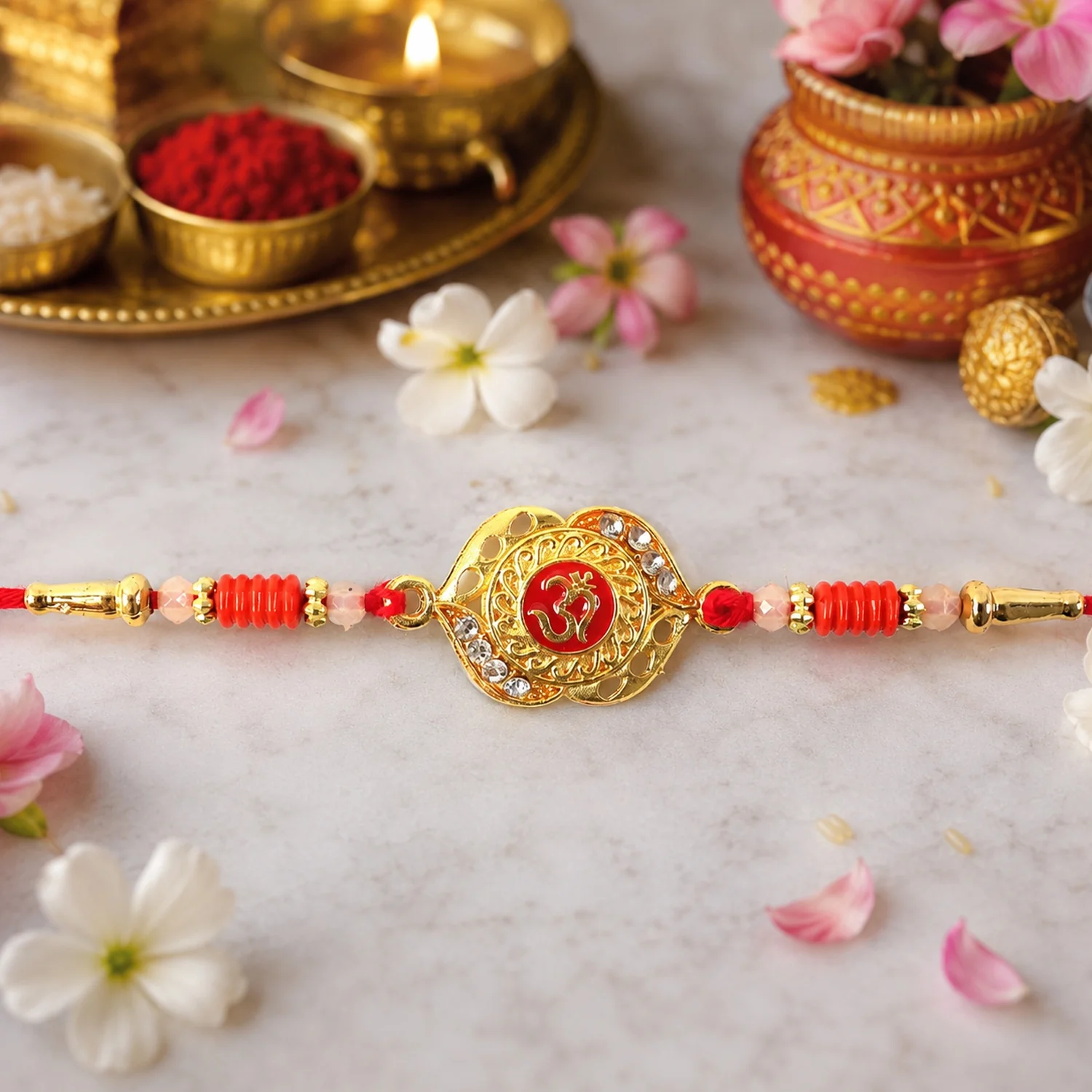 OM Antique Floral Designer Rakhi - Image 2
