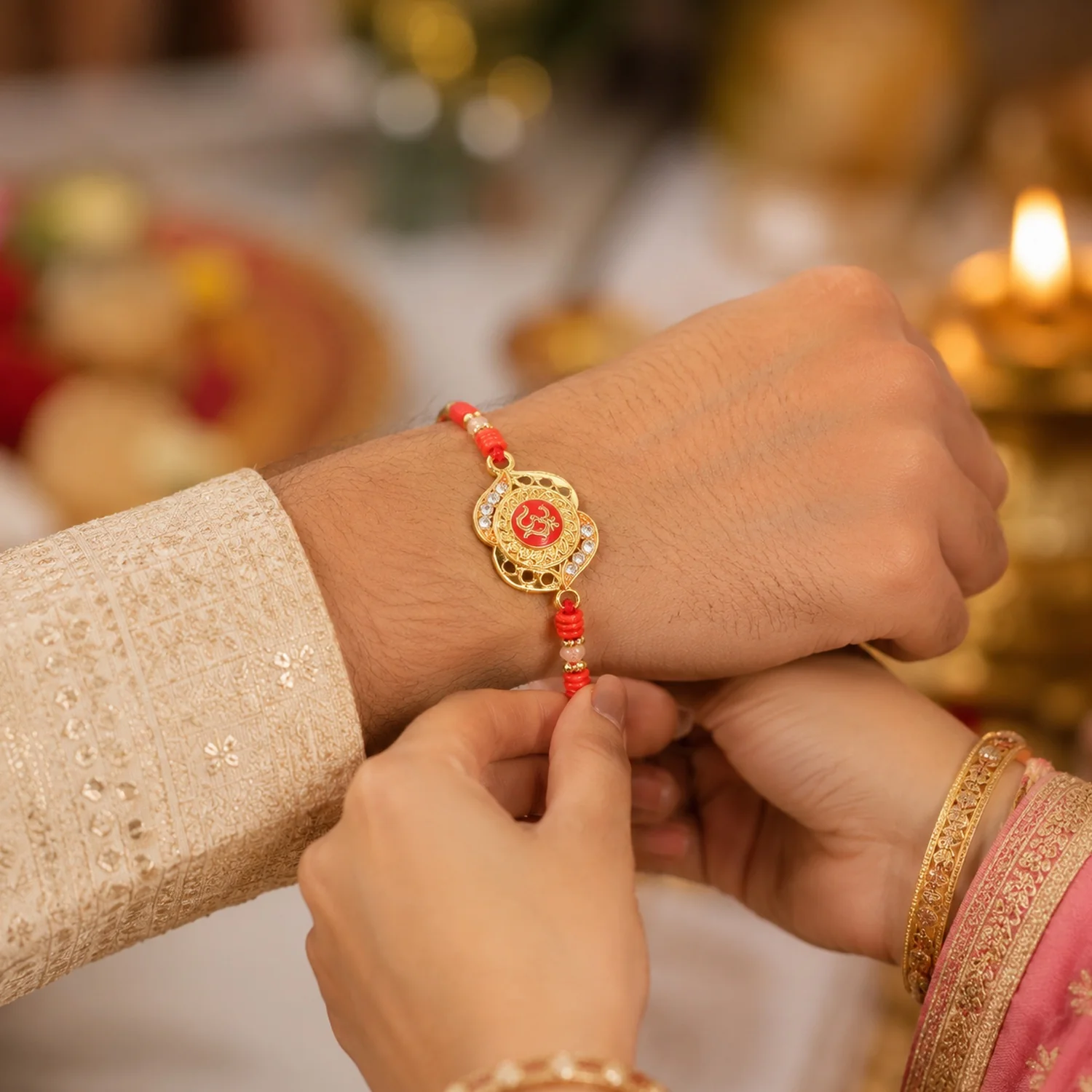 OM Antique Floral Designer Rakhi - Image 3