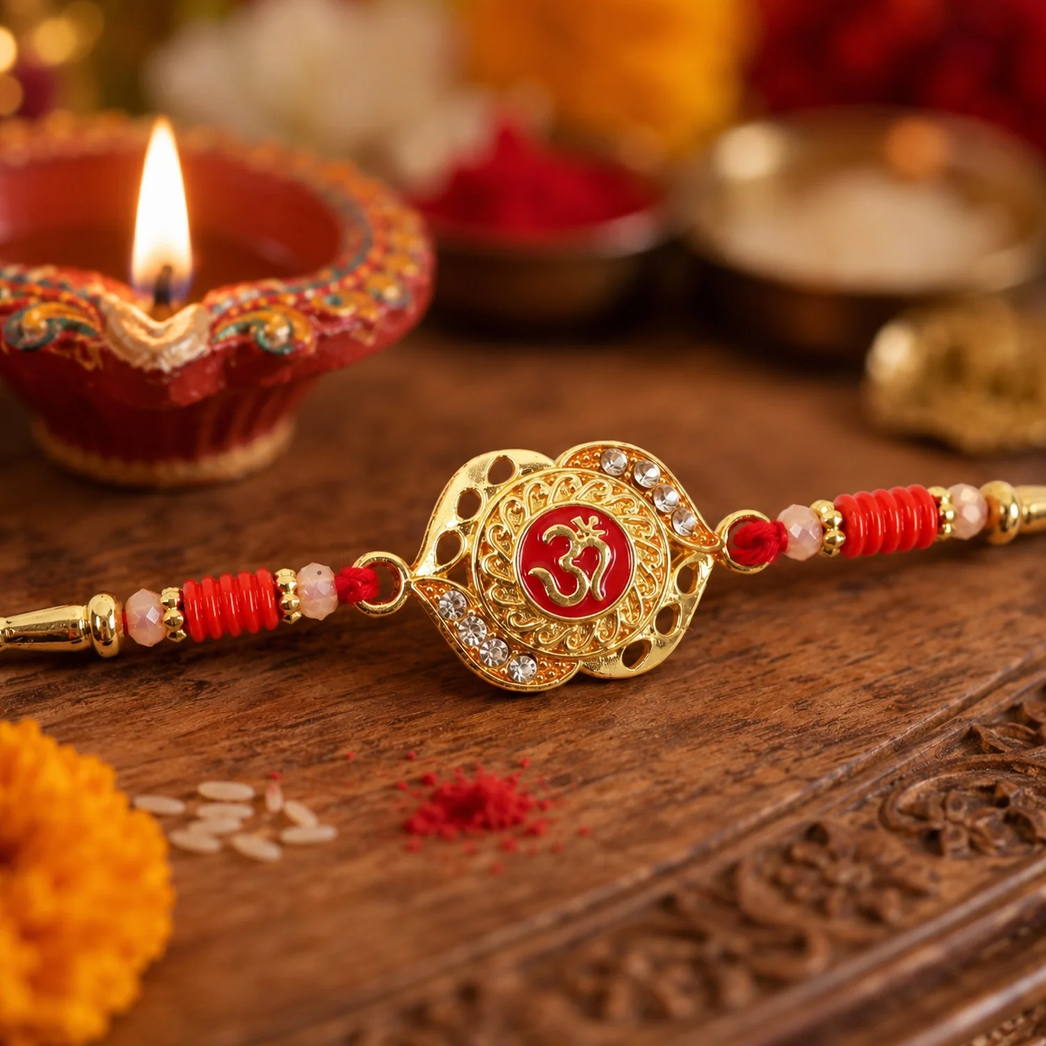 OM Antique Floral Designer Rakhi - Image 4