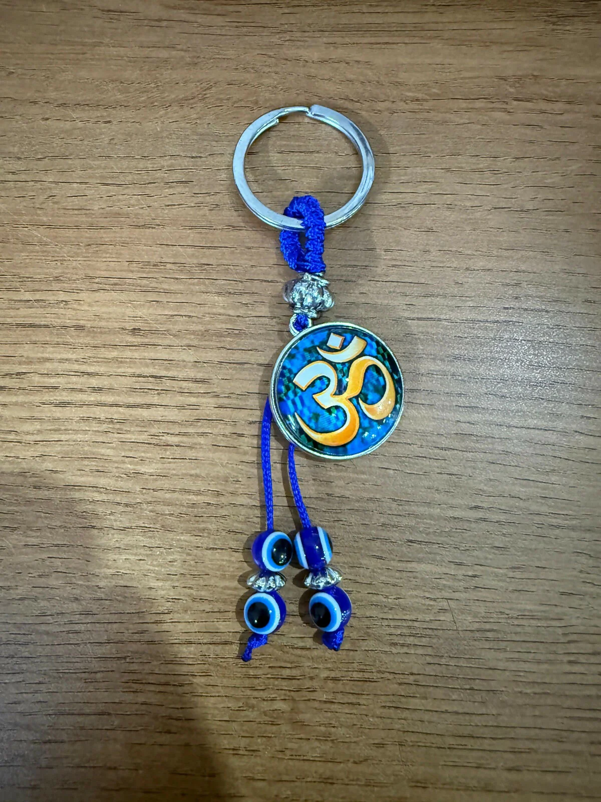 Om Evil Eye Keychain with Blue Beads for Car Keys, Bags & Gifting - Image 5