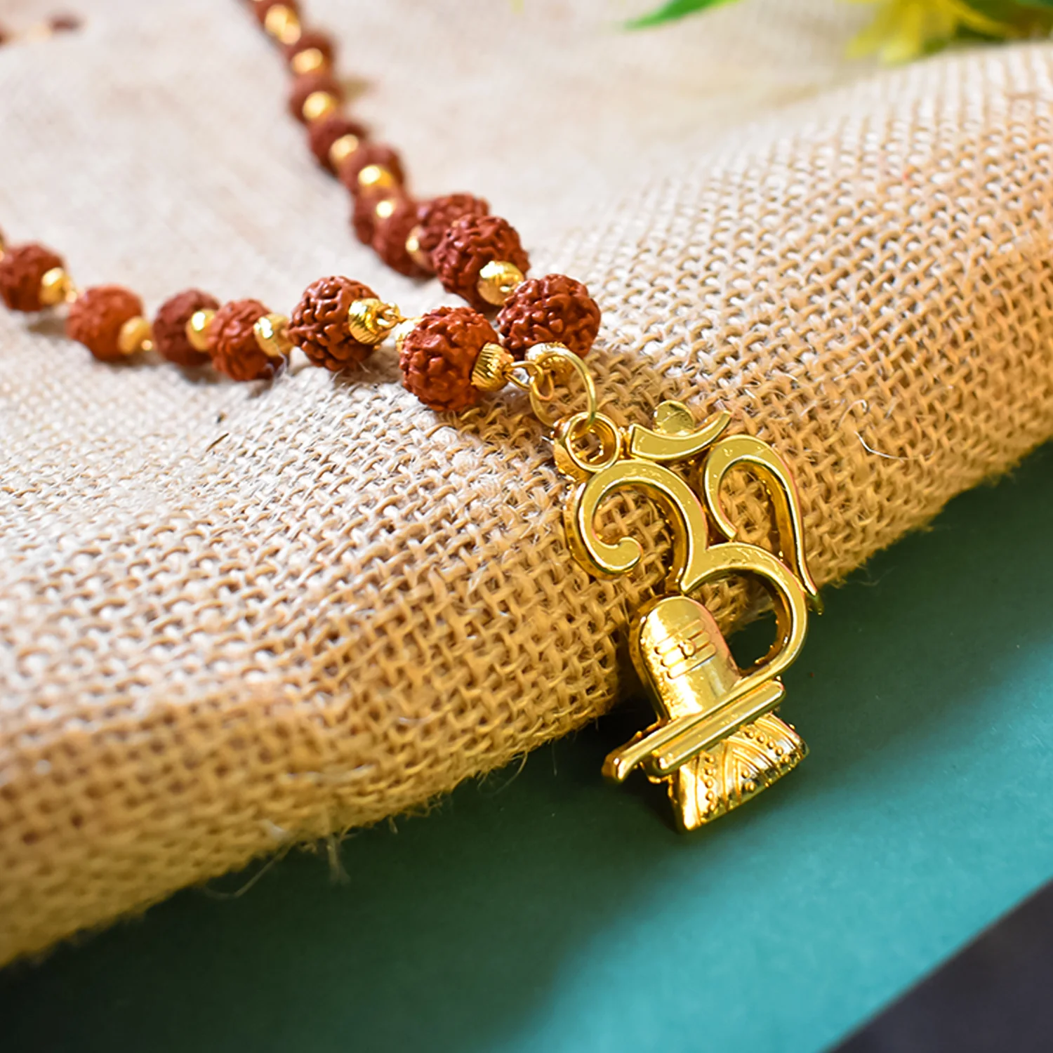 Om Pendant with Rudraksha and Shivling: Divine Protection and Blessings - Image 3