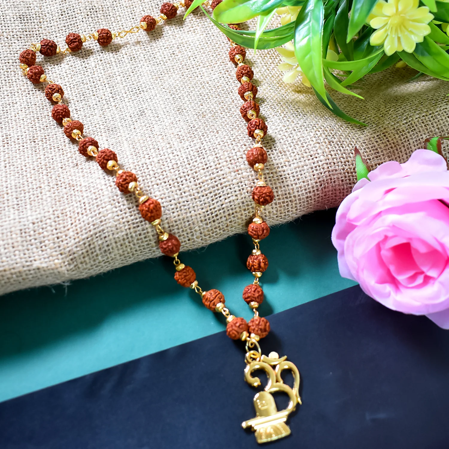 Om Pendant with Rudraksha and Shivling: Divine Protection and Blessings - Image 5