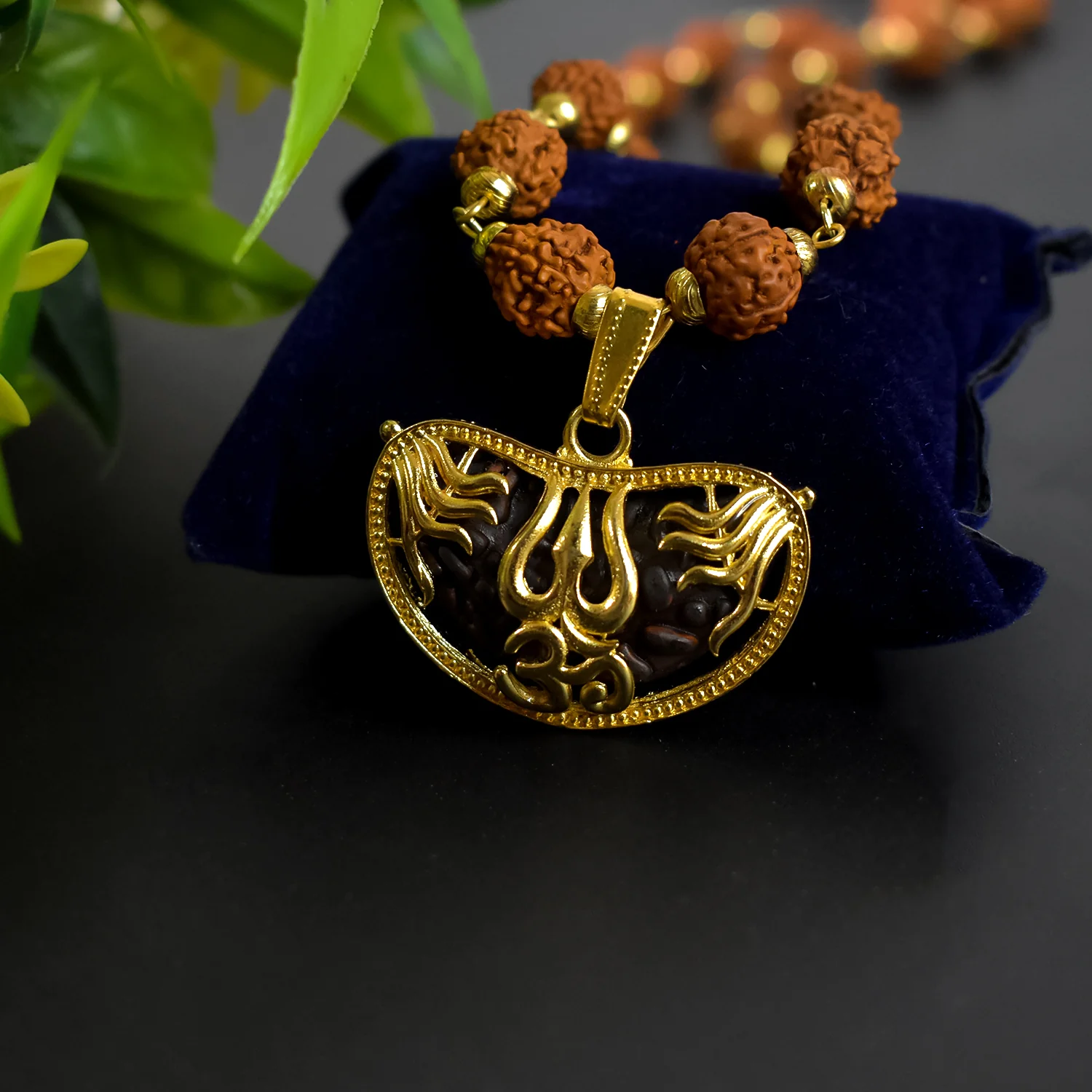 Om Pendant with Rudraksha and Trishul: Divine Protection and Blessings - Image 4