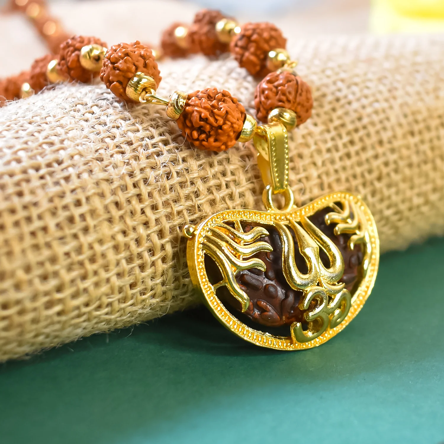Om Pendant with Rudraksha and Trishul: Divine Protection and Blessings - Image 5