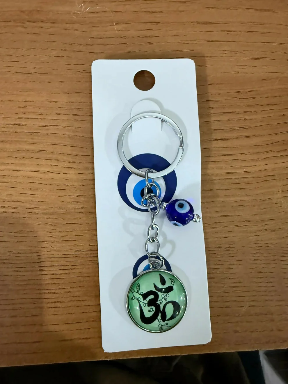 Om Symbol Keychain with Evil Eye Charm Metal Key Holder - Image 5