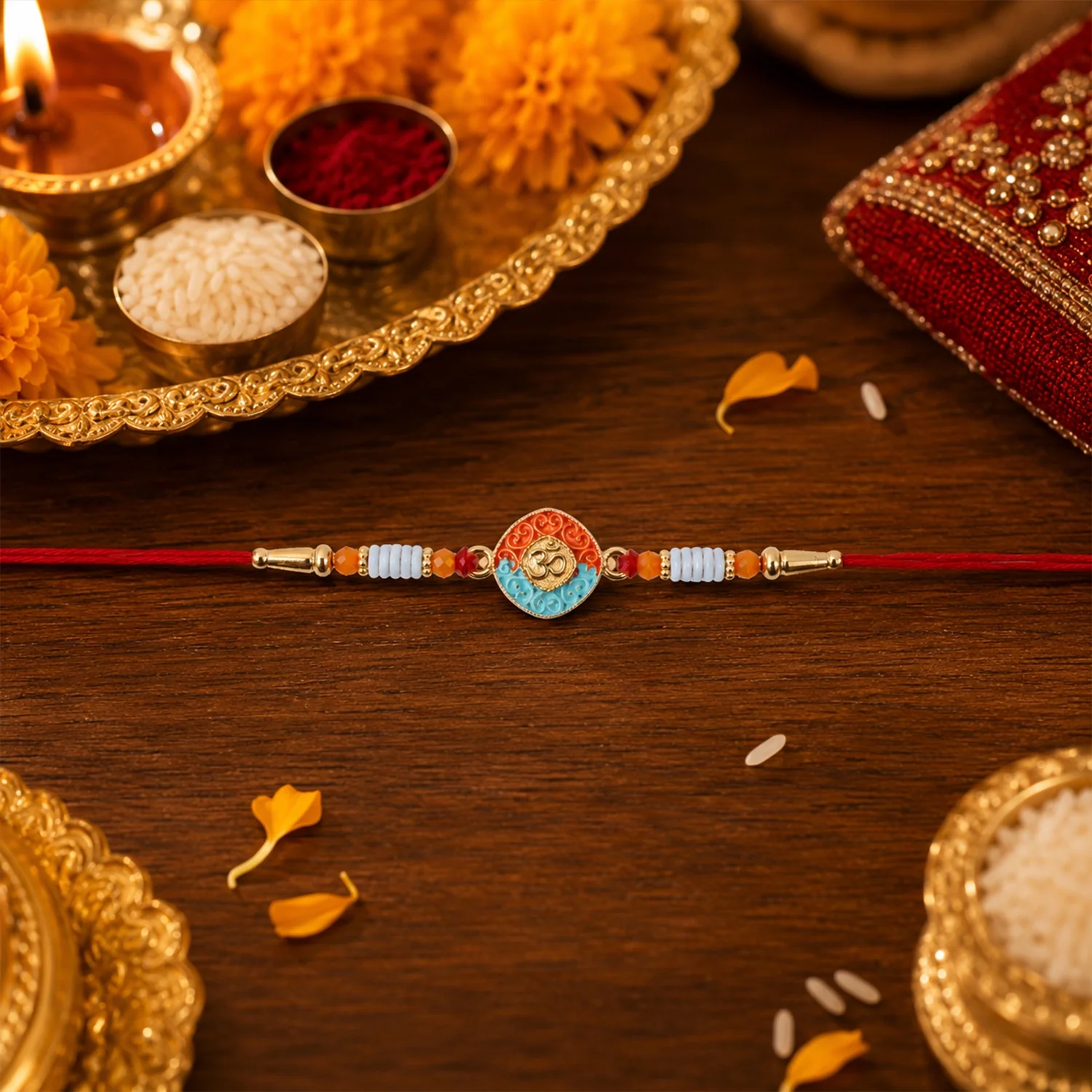OM Symbol Square Designer Rakhi - Image 4