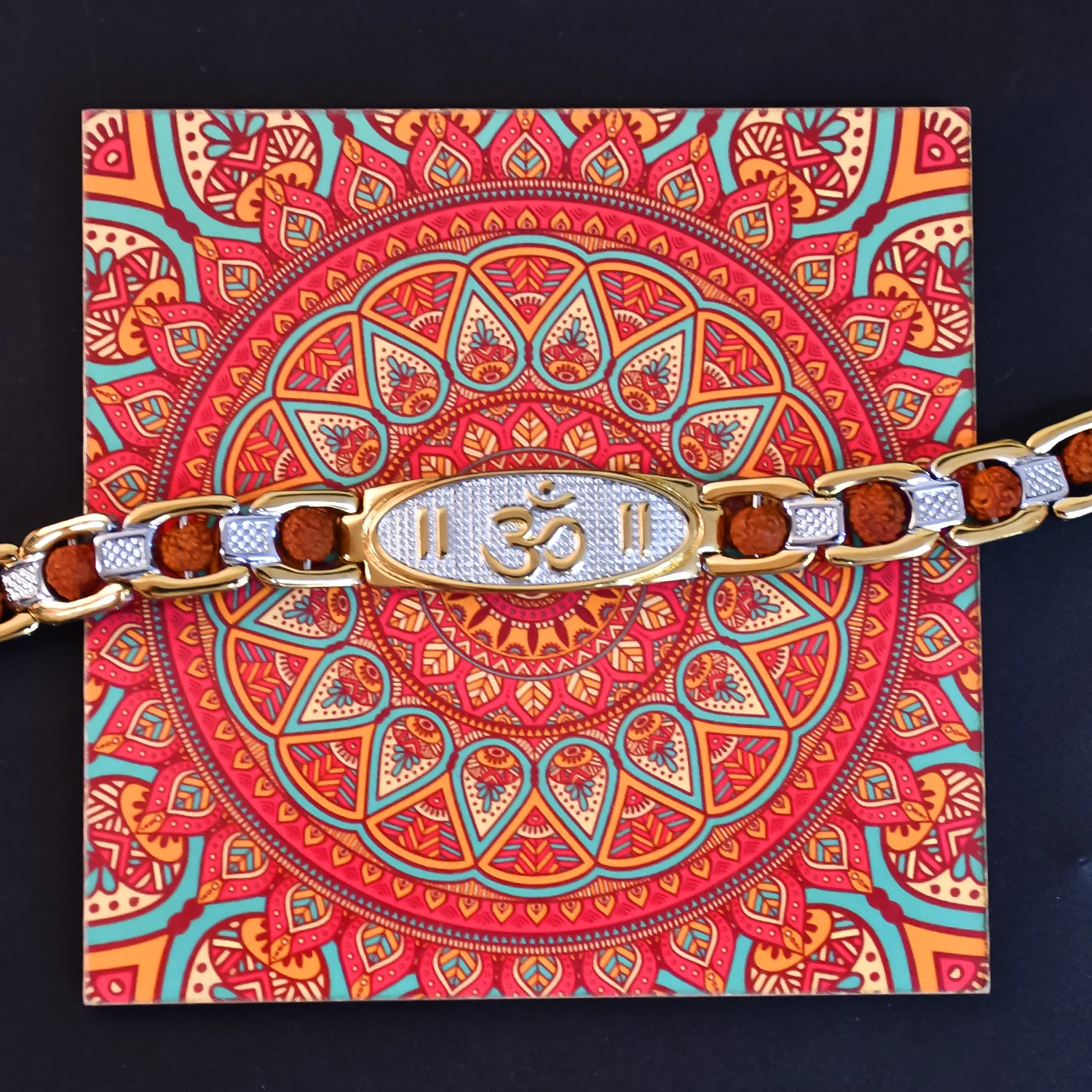 Om with Rudraksha Beads Bracelet: Divine Energy, Healing, and IGP Guarantee Plating - Image 3