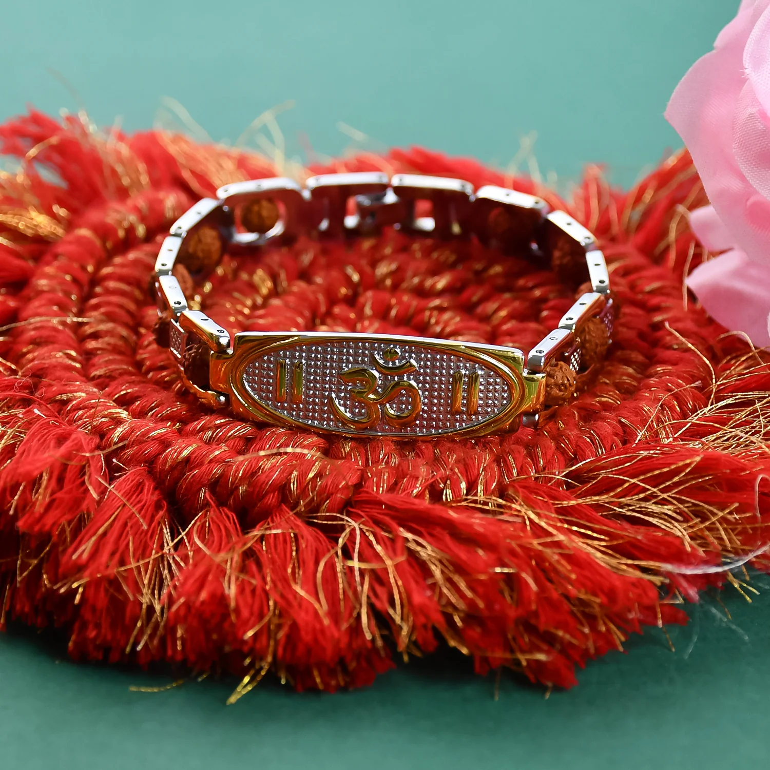 Om with Rudraksha Beads Bracelet: Divine Energy, Healing, and IGP Guarantee Plating - Image 4
