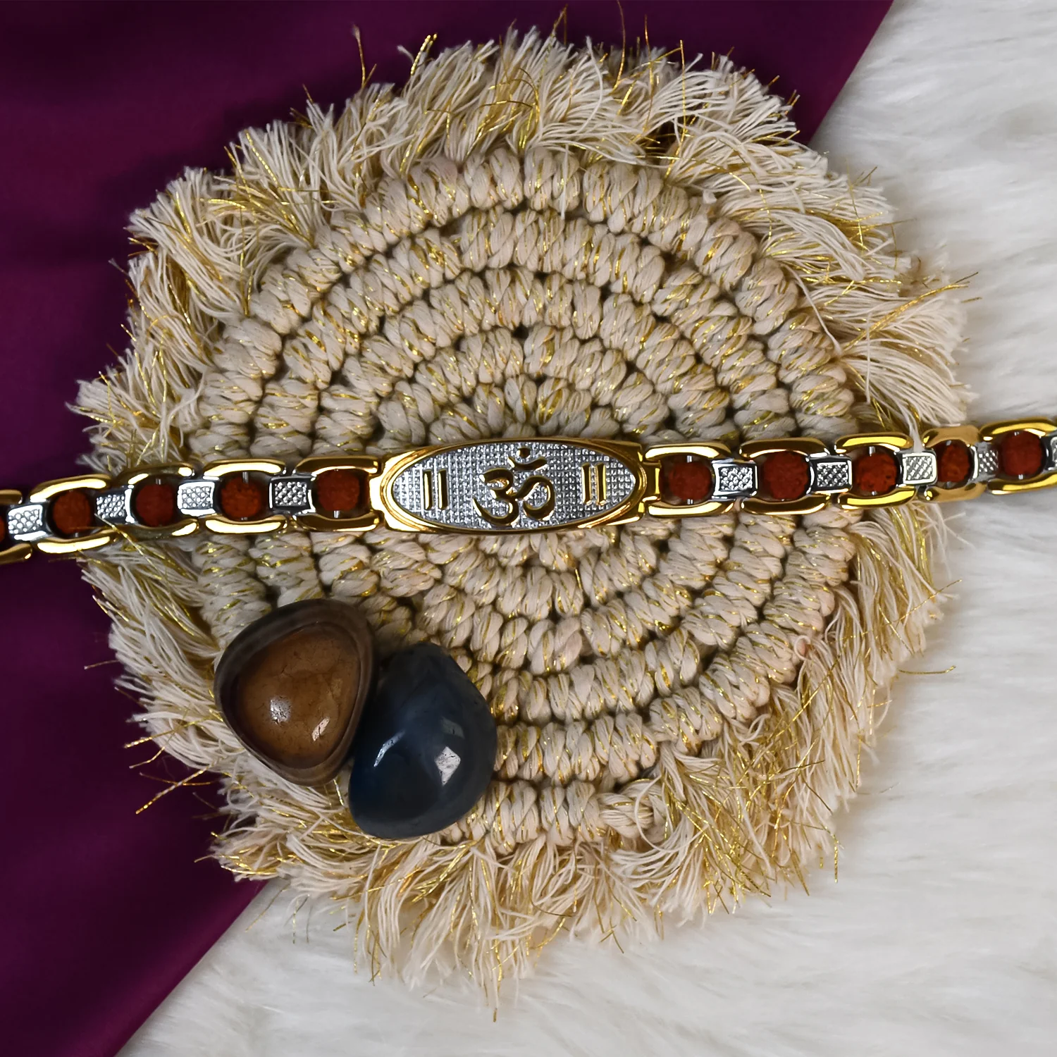 Om with Rudraksha Beads Bracelet: Divine Energy, Healing, and IGP Guarantee Plating - Image 5