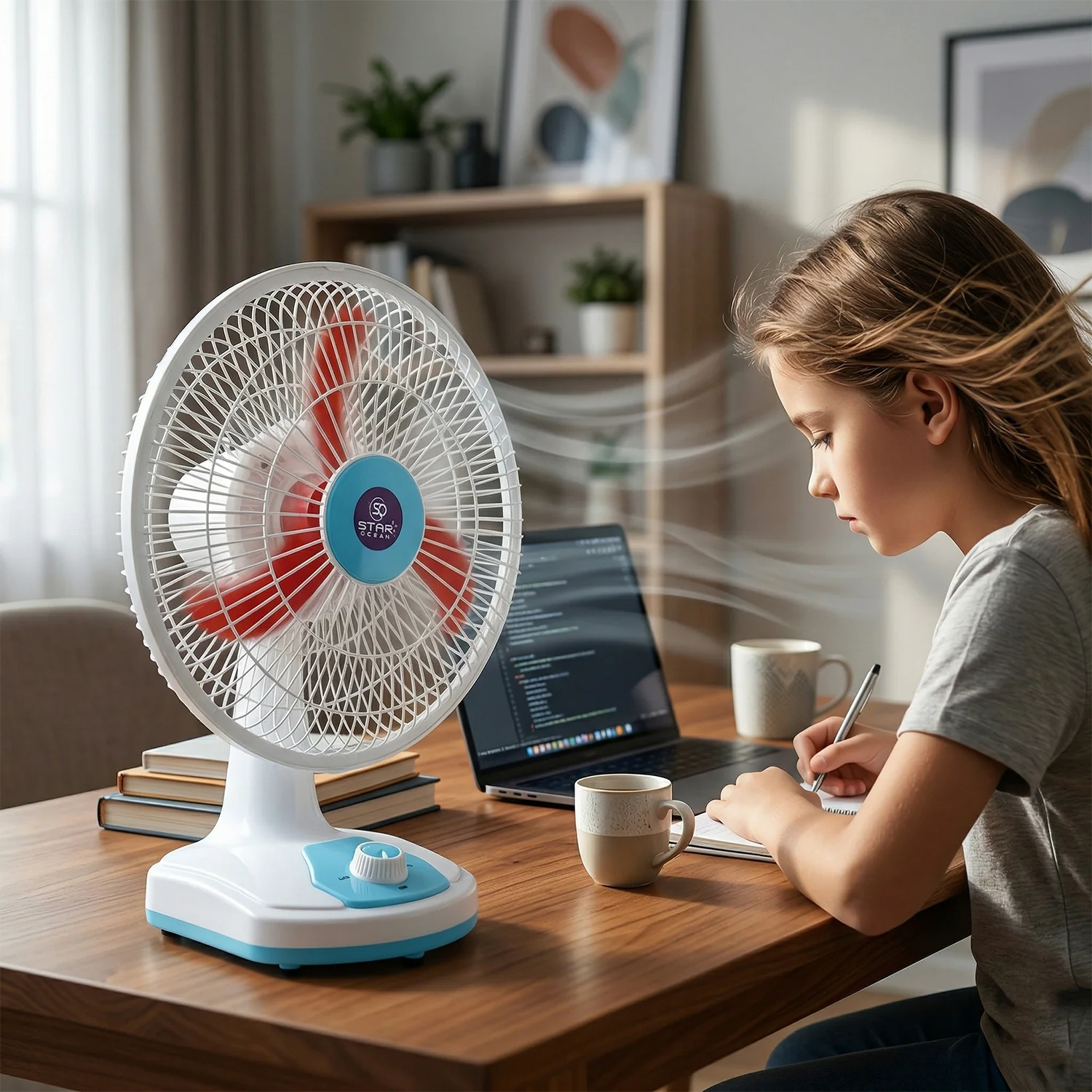 OMEGA 12V Rechargeable Table Fan with LED Light (1 Pc) - Image 3