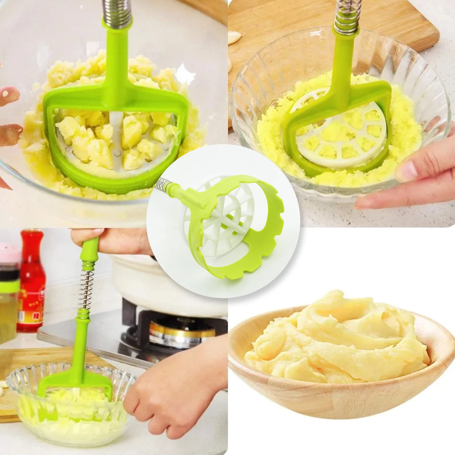 One-Handed Manual Mashed Potato Spring Press Tool - Image 3