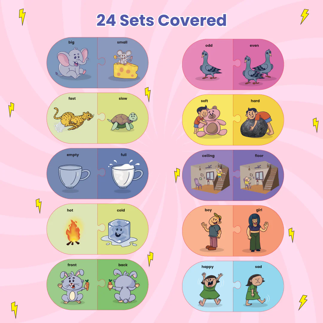 Opposites Matching Puzzle - Ages 3+ (48 cardboard puzzle pieces) Find & Match series - Image 3