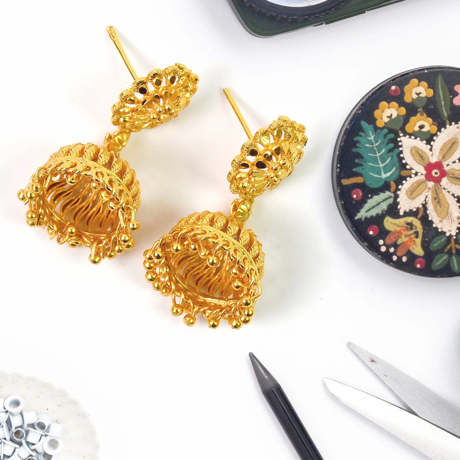 Opulence Unveiled: Bold & Beautiful Jumka Earrings - Image 2