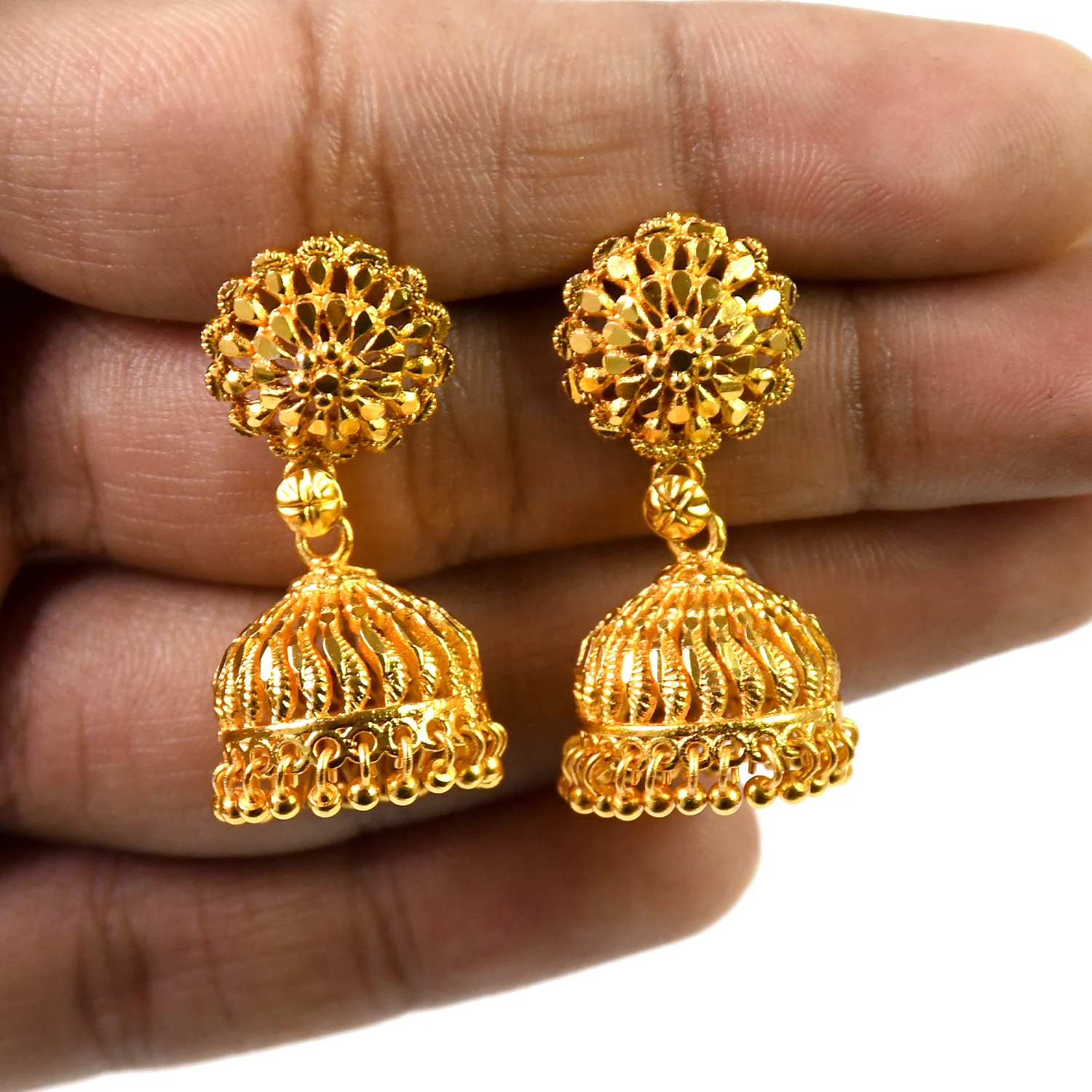 Opulence Unveiled: Bold & Beautiful Jumka Earrings - Image 3
