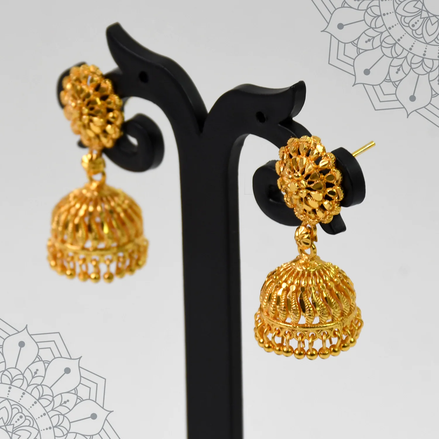 Opulence Unveiled: Bold & Beautiful Jumka Earrings - Image 4