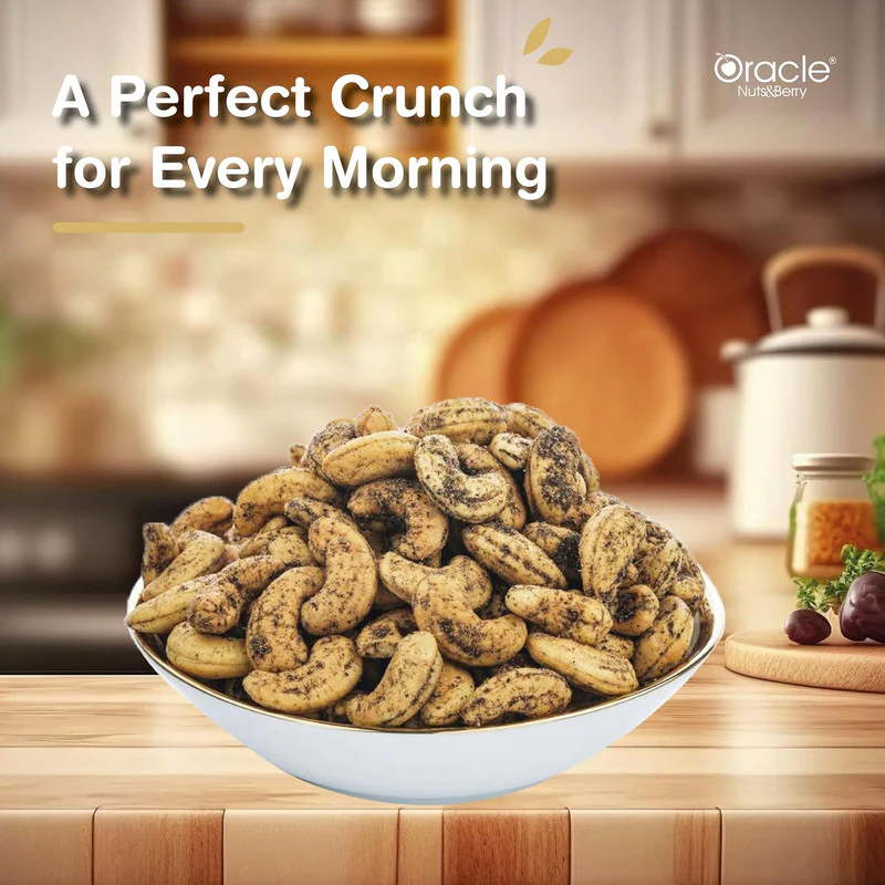 Oracle Black Pepper Roasted & Salted Cashews Crunchy Dry Fruits Snack (200gm) - Image 2