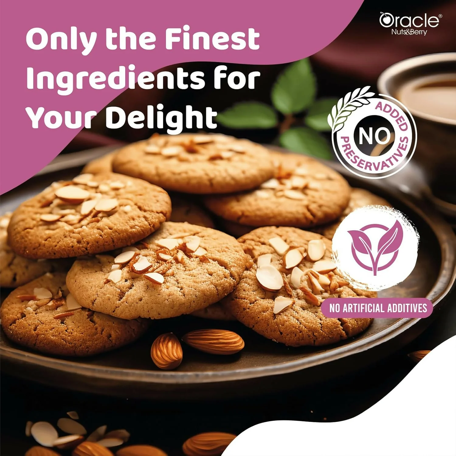 Oracle Butter Almond Cookies Crunchy Biscuit Snack 200gm Made with Real Butter - Image 2