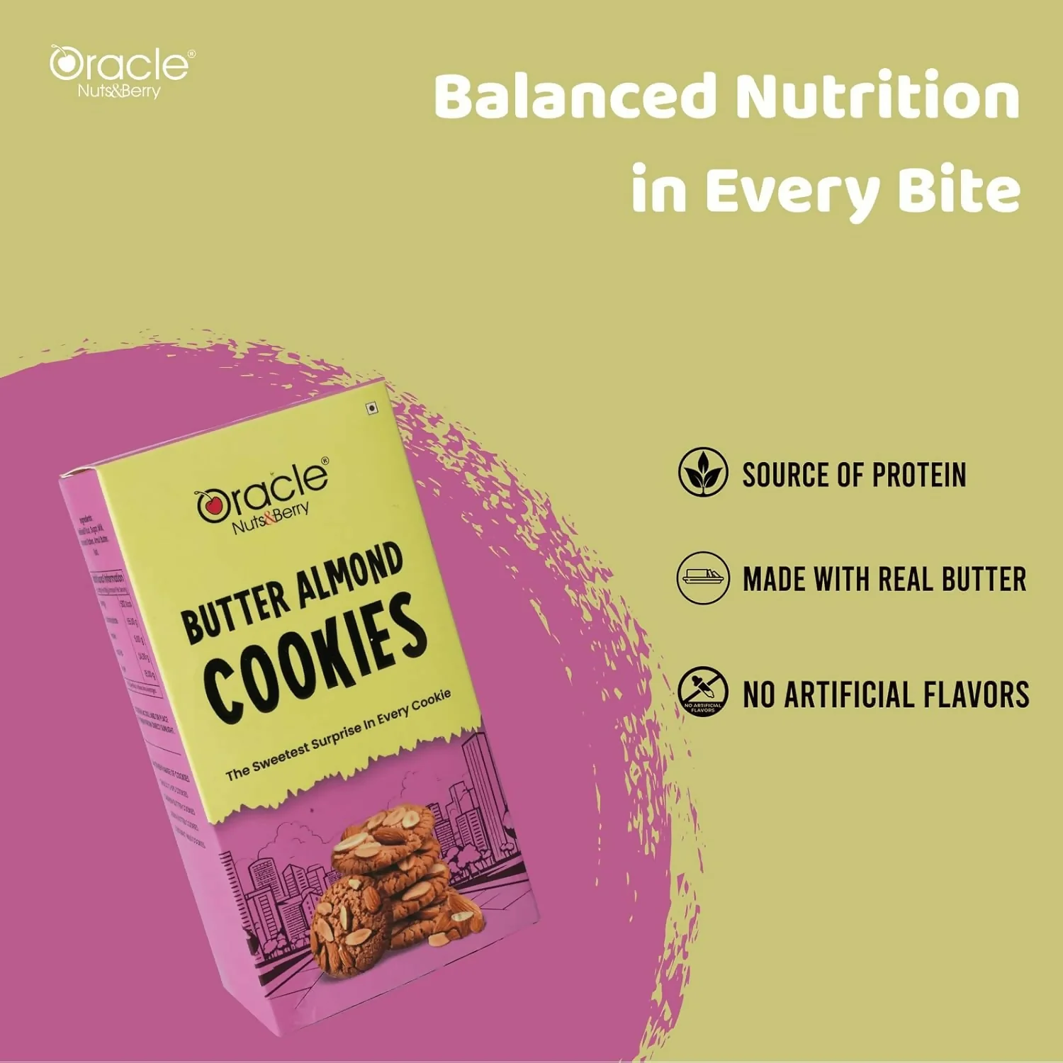 Oracle Butter Almond Cookies Crunchy Biscuit Snack 200gm Made with Real Butter - Image 6