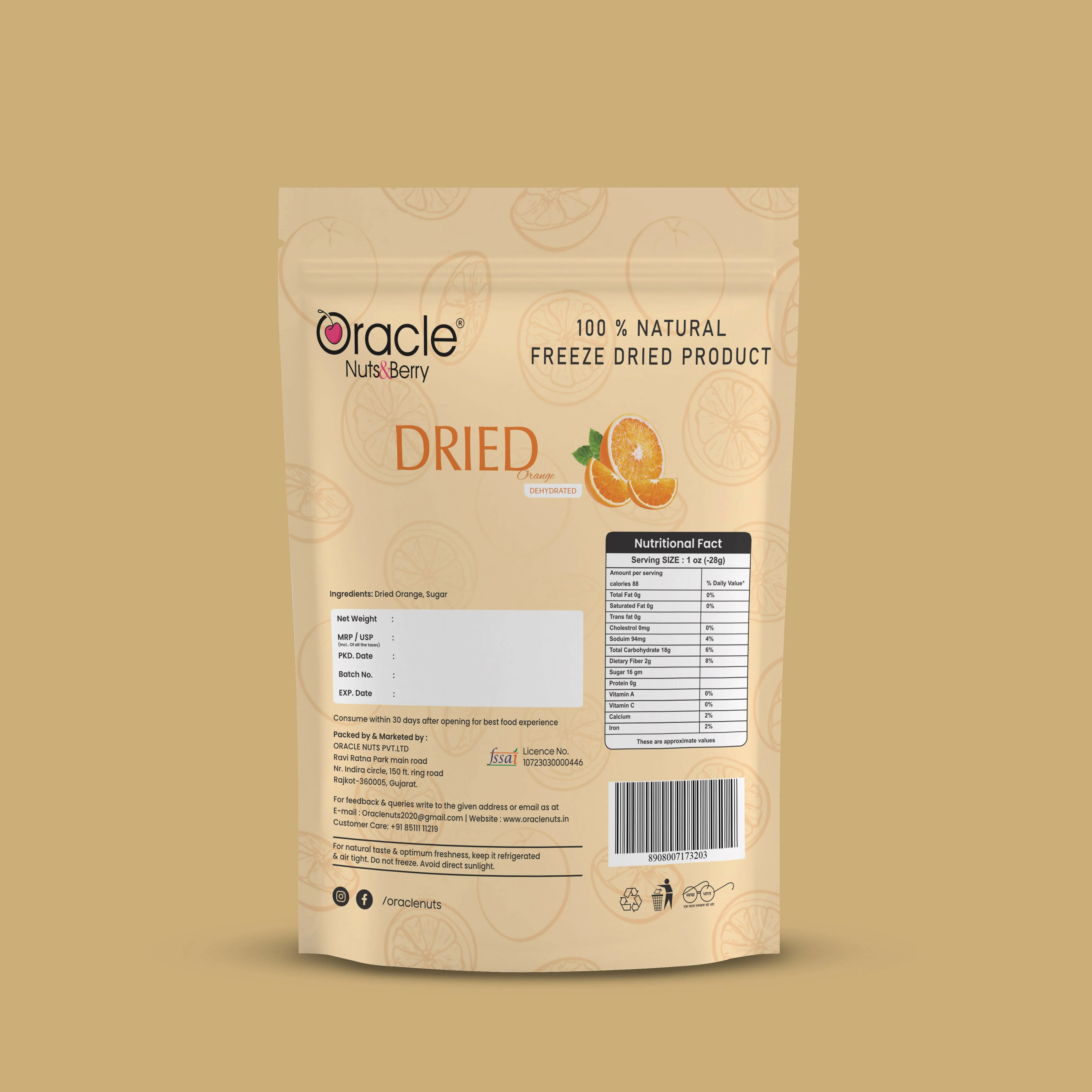 Oracle Dried Orange Dehydrated Fruit Snack 250gm Made from Fresh Oranges - Image 3