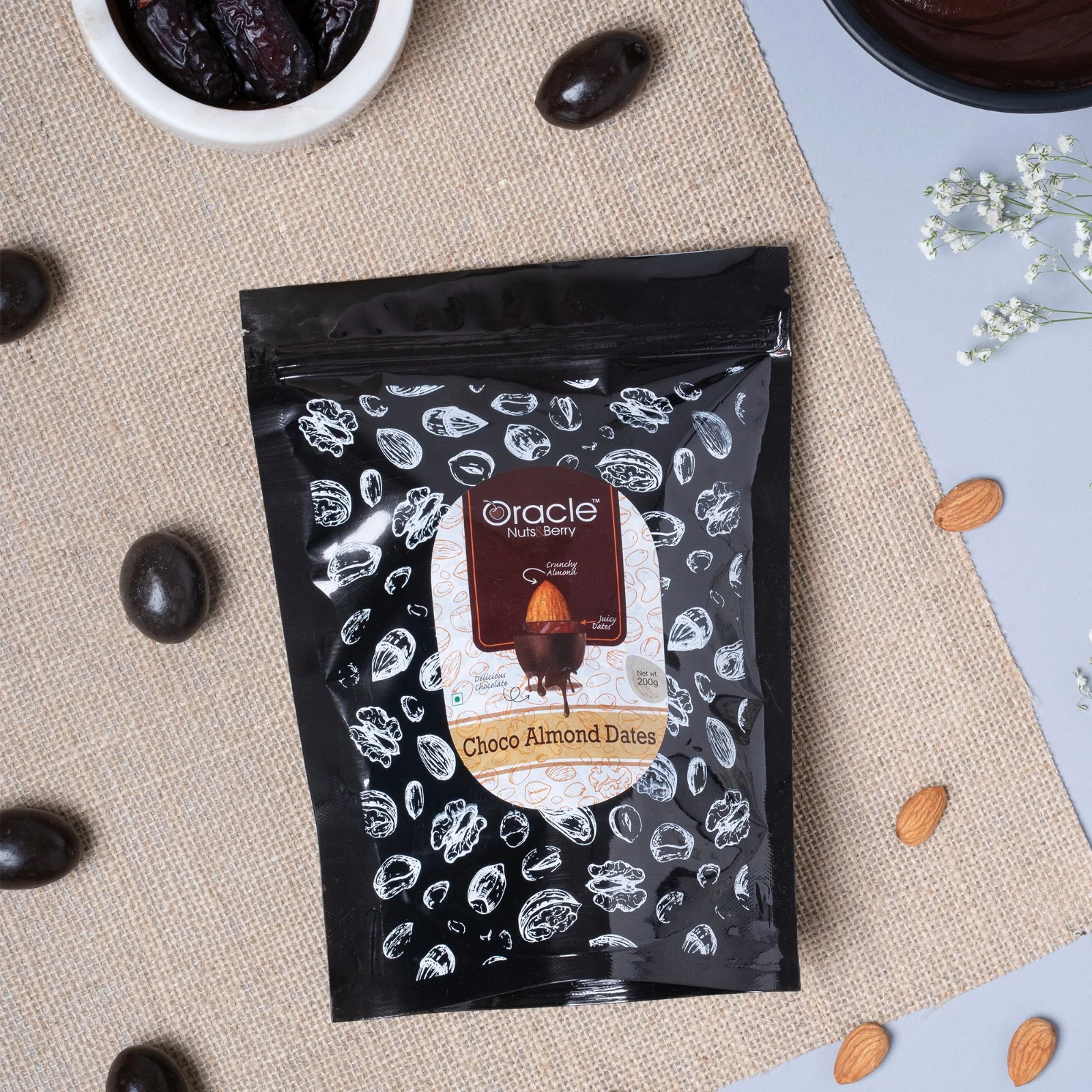 Oracle Nuts & Berry Premium Choco Almond Dates with Crunchy Almond Center - Image 2
