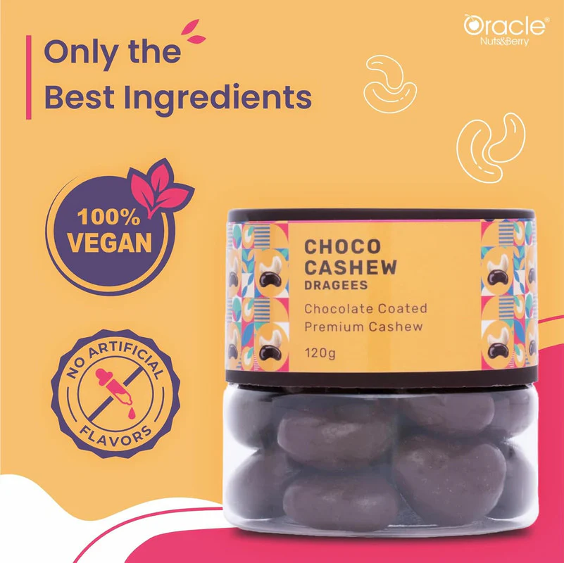 Oracle Nuts & Berry Choco Cashew Dragees Chocolate Coated Crunchy Cashew (120gm) - Image 3