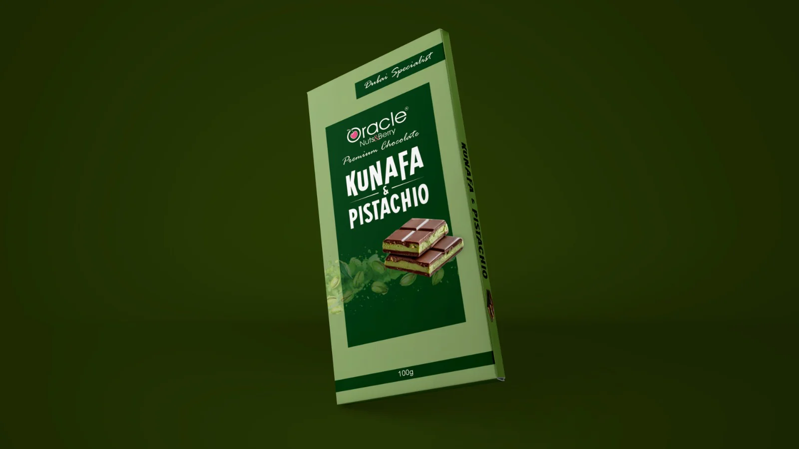 Oracle Nuts & Berry Dubai Pistachios Kunafa Bar Chocolate 100 gm - Image 4