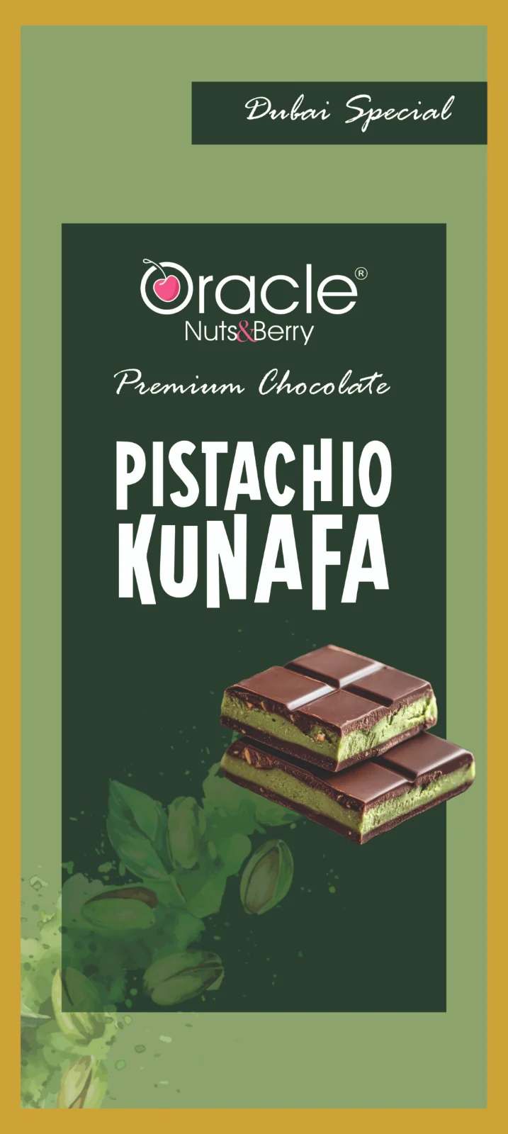 Oracle Nuts & Berry Dubai Pistachios Kunafa Bar Chocolate 100 gm - Image 5