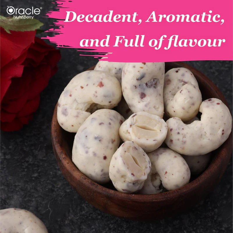 Oracle Nuts & Berry Rose Petals Cashew Dragees – Premium Choco Cashews (120gm) - Image 2