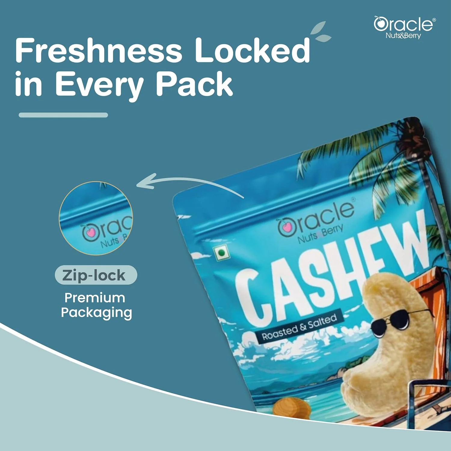 Oracle Roasted & Salted Premium Cashews Healthy Dry Fruits Snack (200gm) - Image 3