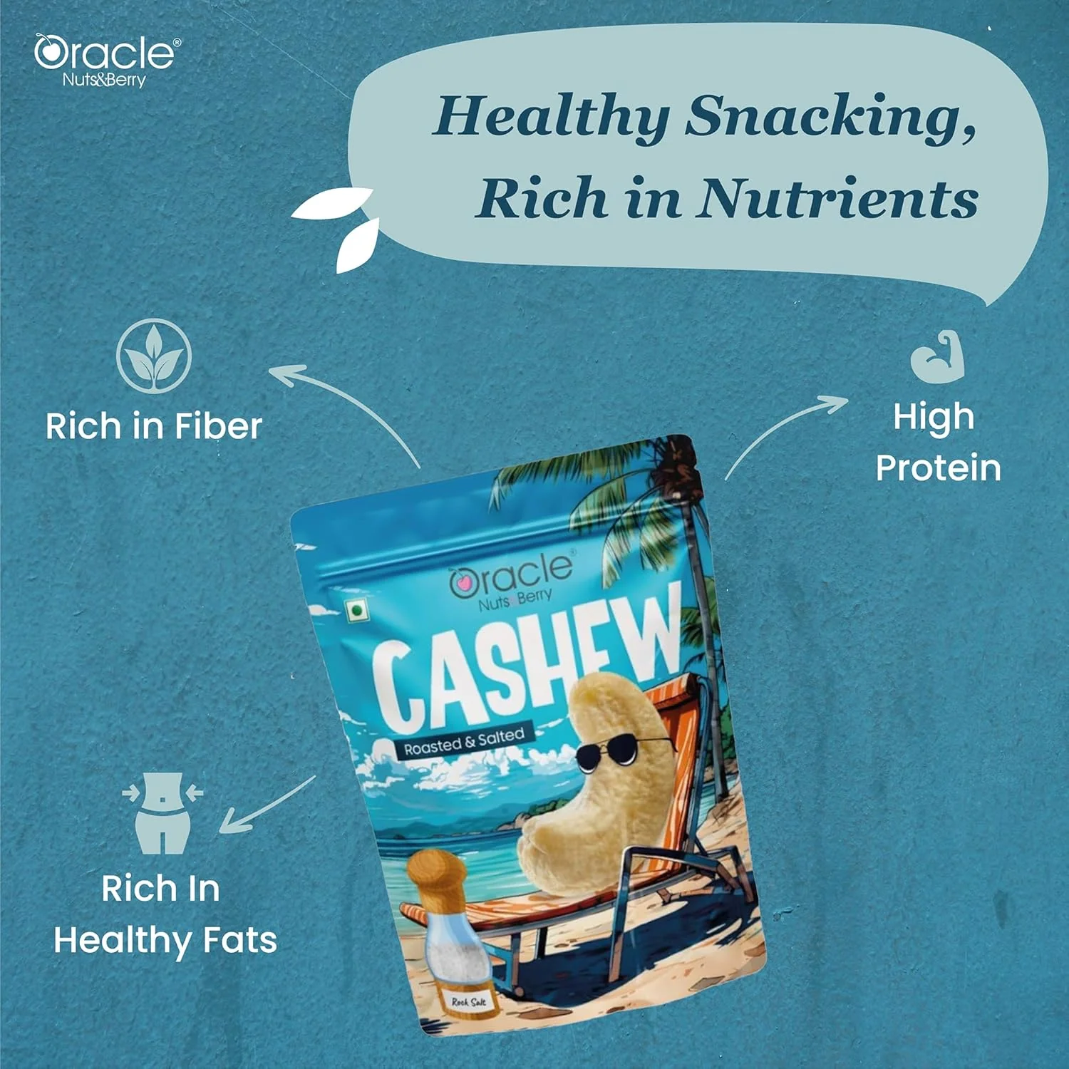 Oracle Roasted & Salted Premium Cashews Healthy Dry Fruits Snack (200gm) - Image 4