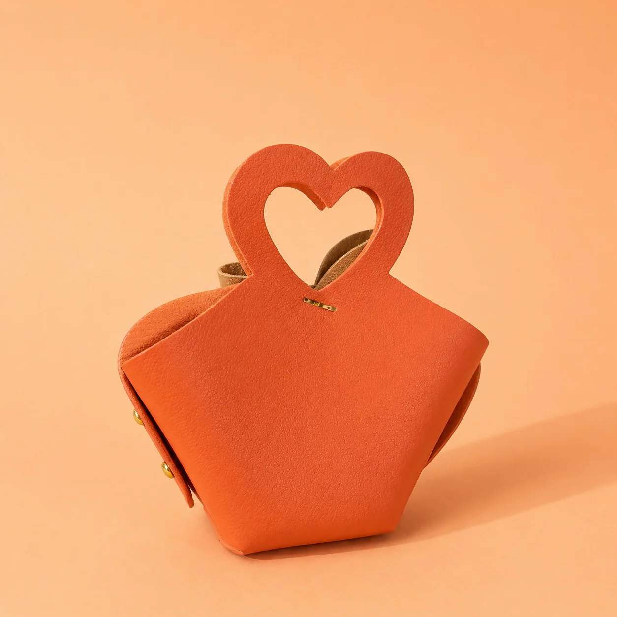Orange Mini Cute Handbag with Heart Handle and Bow Detail - Image 4