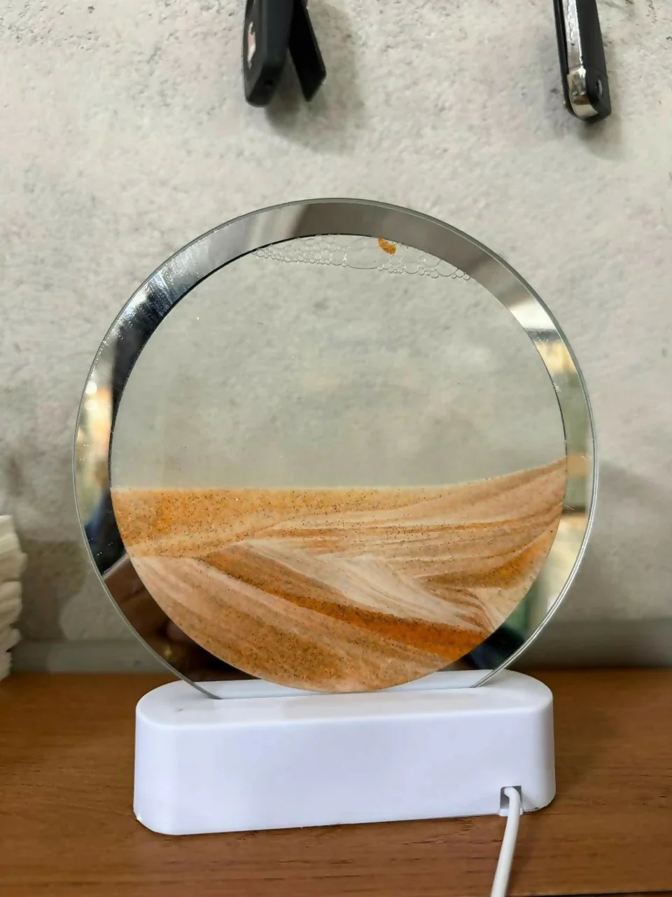 Orange Moving Sand Art LED Lamp Round Decorative Desk Night Light - Image 5