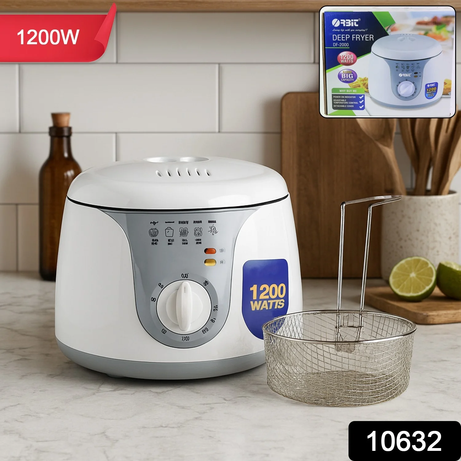 Orbit Adjustable Electric Deep Fryer - 1200W - Image 2