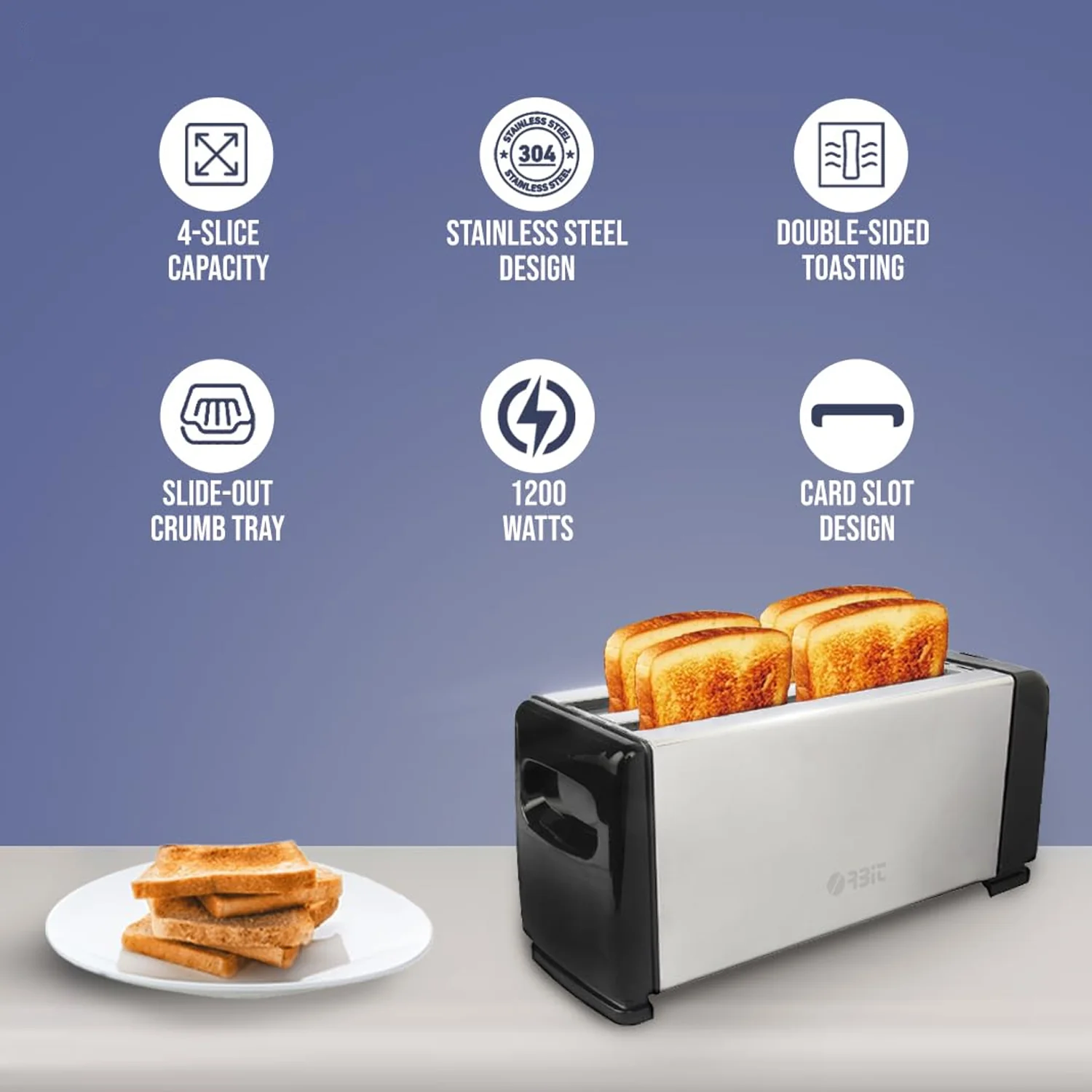 Orbit Adjustable Pop-Up Toaster - 1200w - Image 7