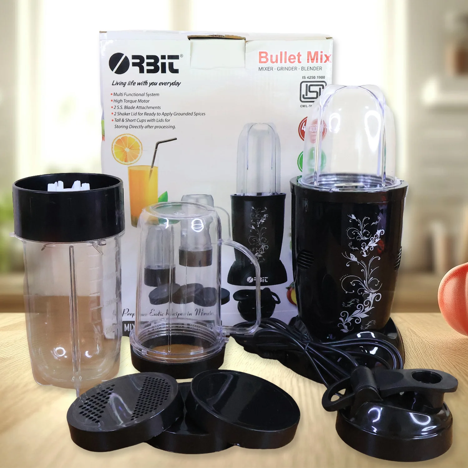 Orbit Bullet Mixer Grinder - 400W with 3 Jars - Image 4