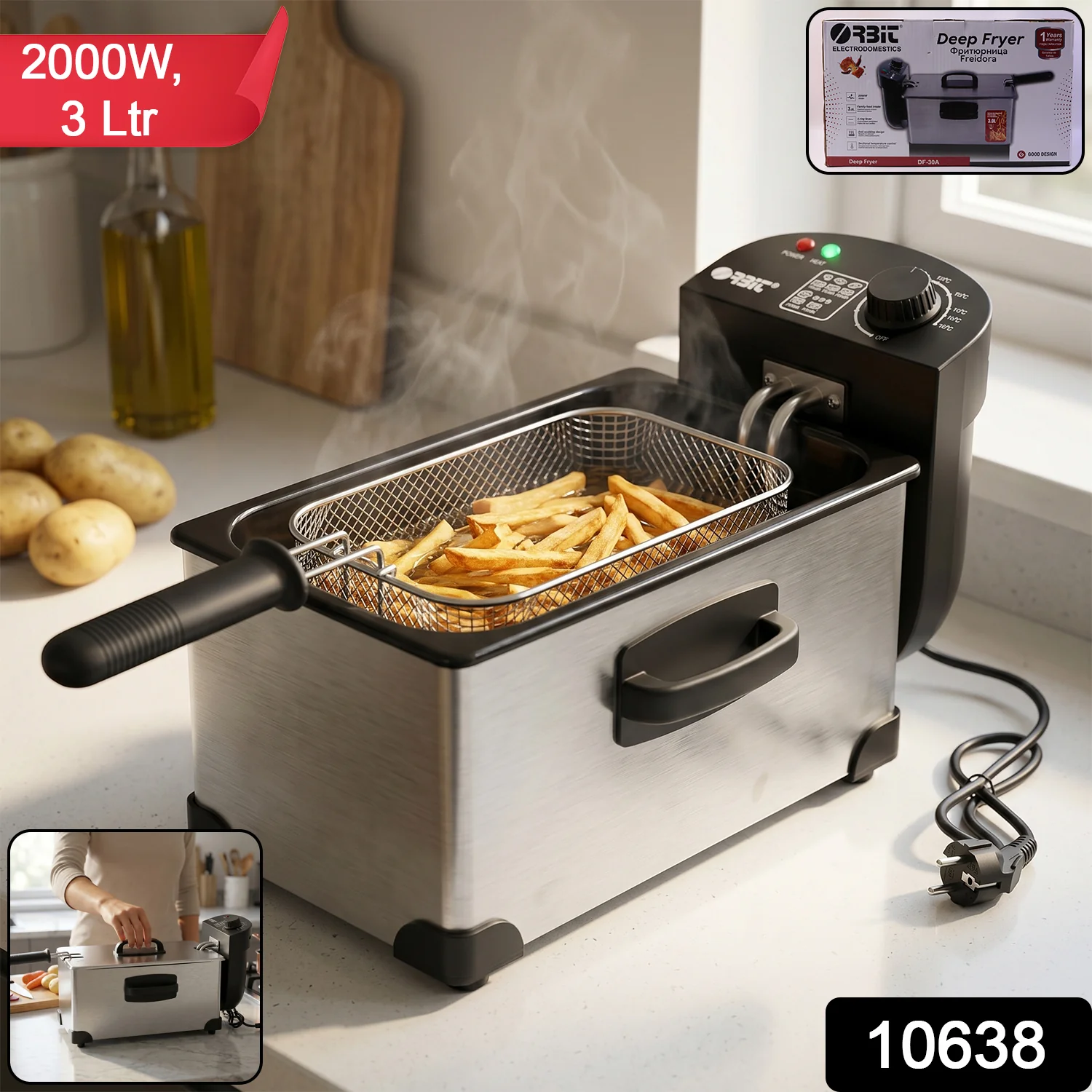 Orbit Heavy Duty 2000W Deep Fryer with 3 Litre Oil Capacity - Image 2
