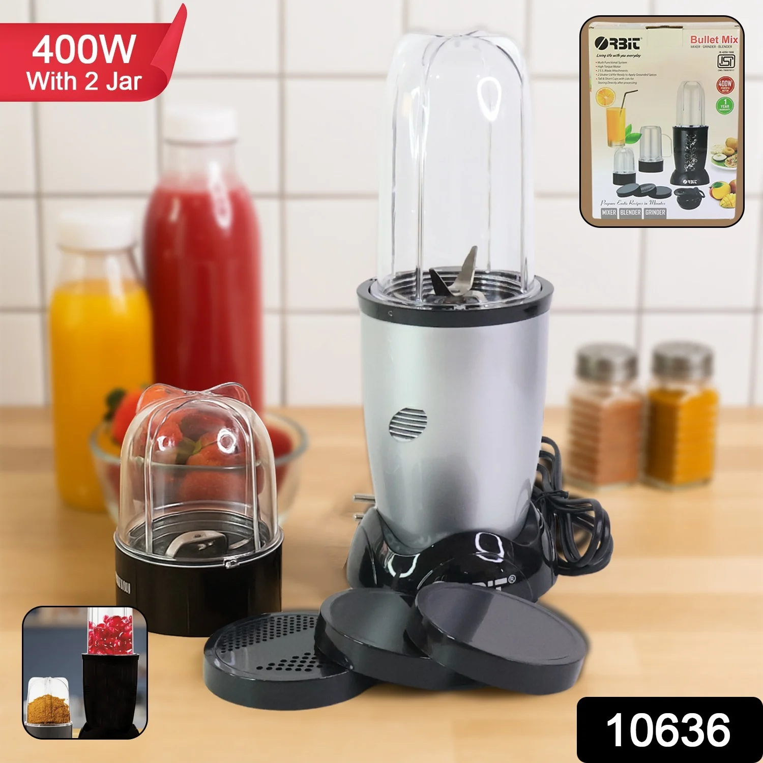 Orbit Multi-Purpose Bullet Mixer - 400W With 2 Jar - Image 2