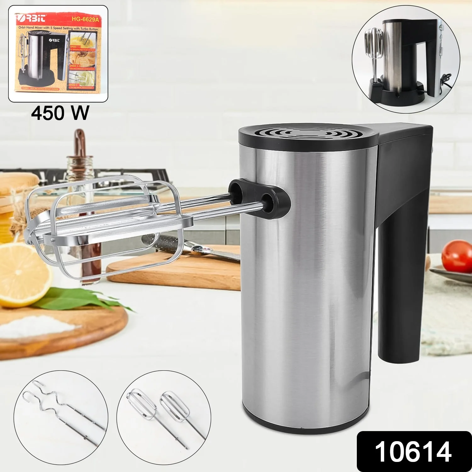 Orbit Stainless Steel Electric Hand Mixer - 450W - Image 2