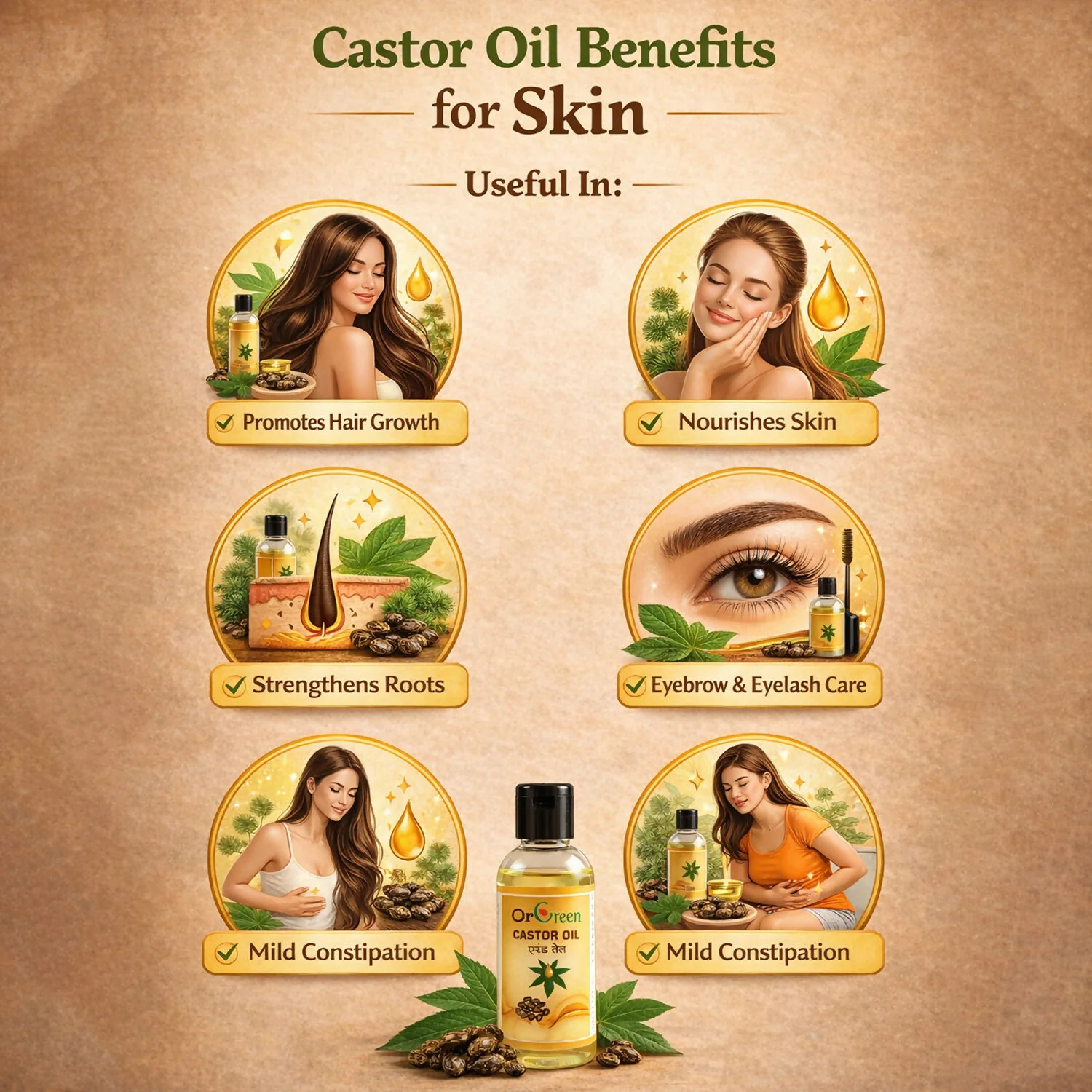 OrGreen Castor Oil for Hair & Skin Care Nourishing Oil Bottle - Image 6