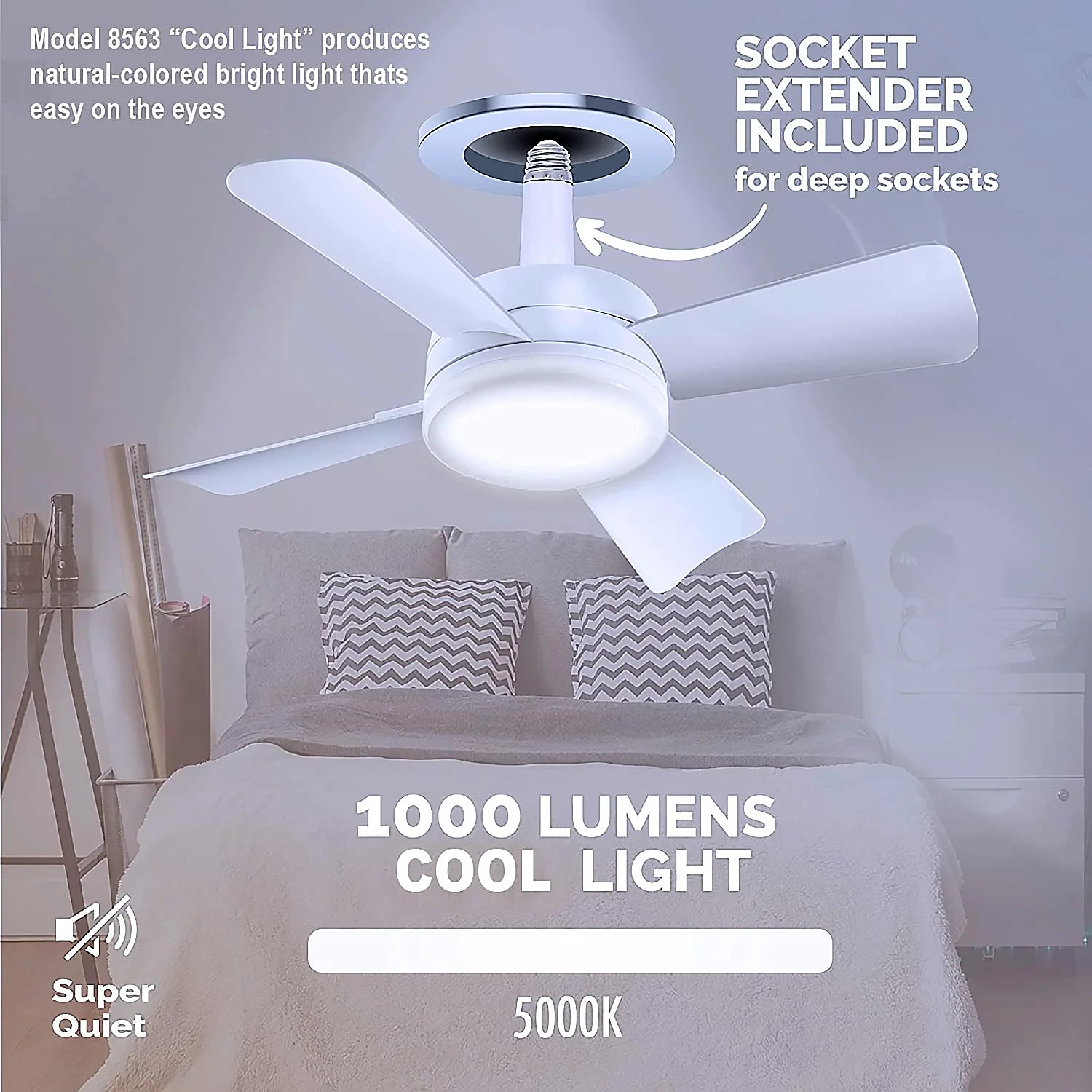 Original Cool LED Socket Fan Light 1000 Lumens 5000K Remote Controlled - Image 5
