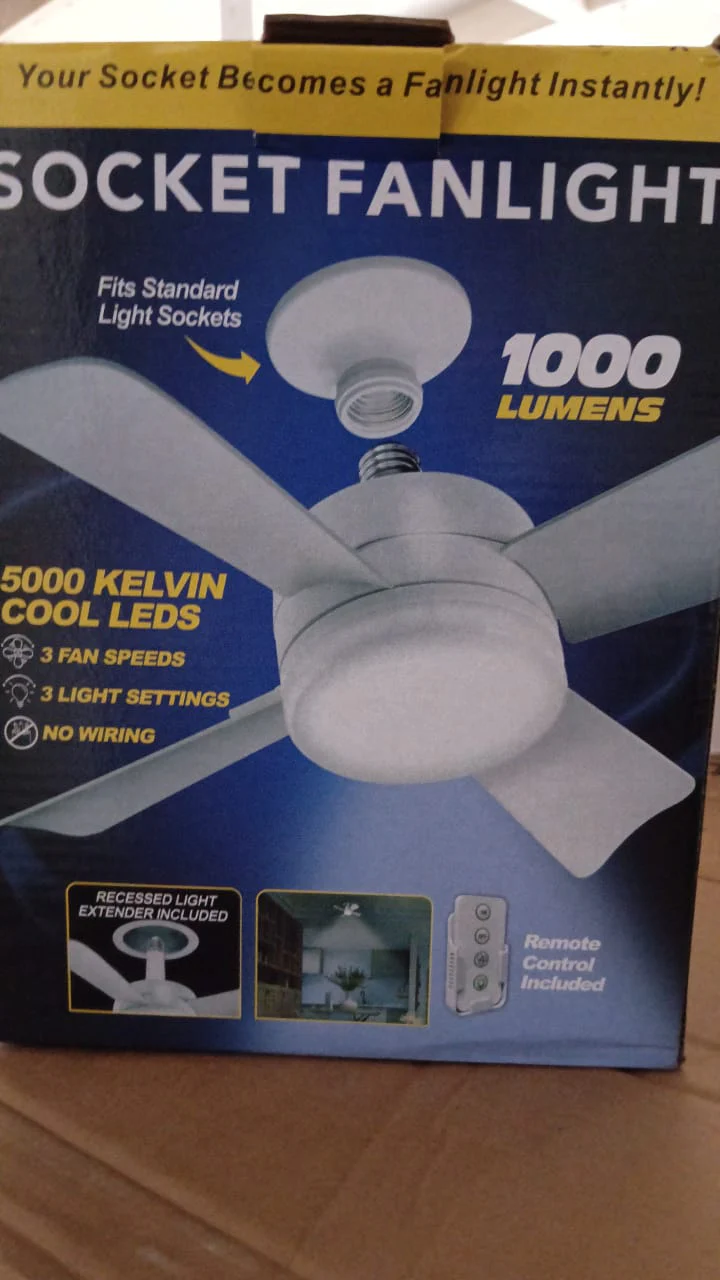 Original Cool LED Socket Fan Light 1000 Lumens 5000K Remote Controlled - Image 7