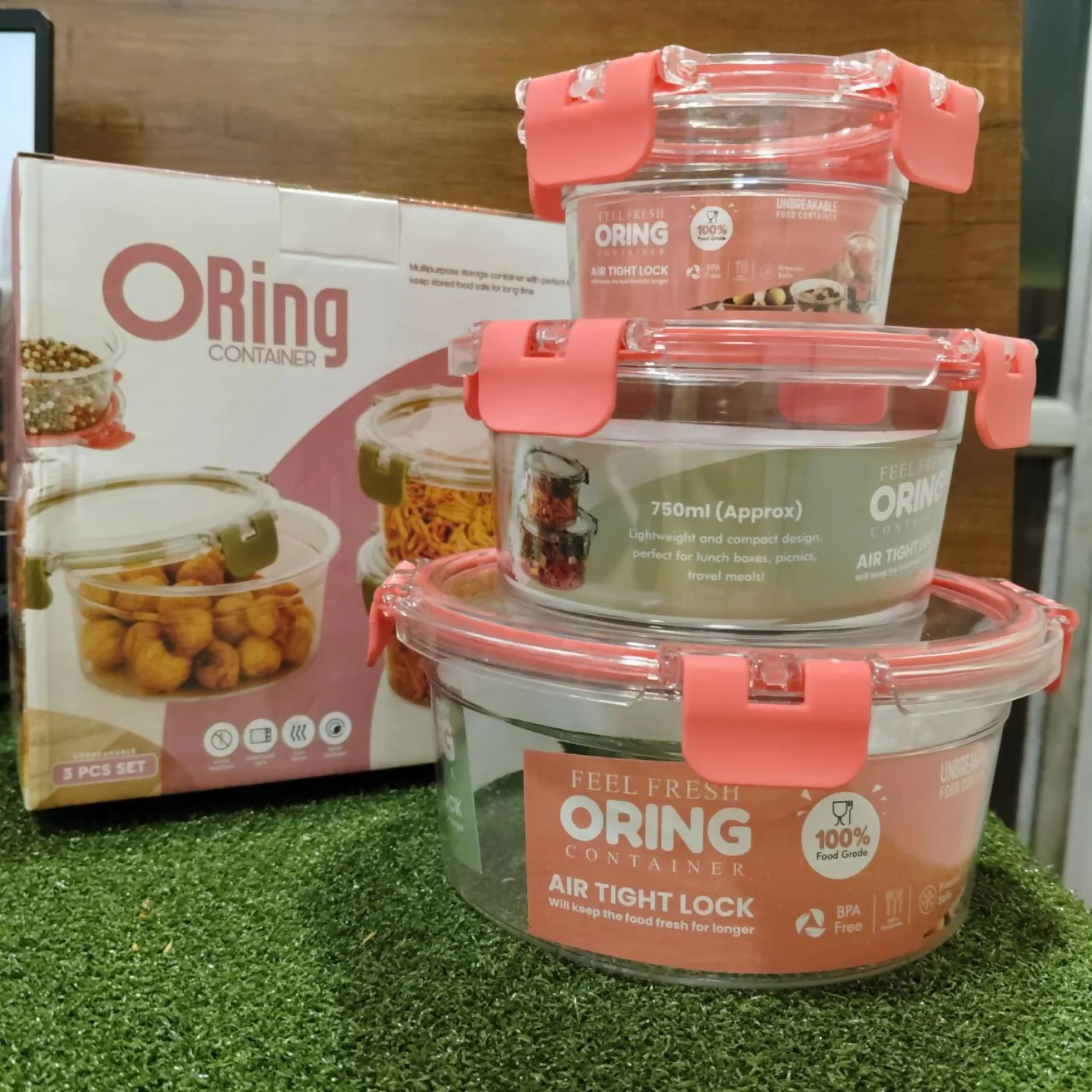 Oring Food Containers with Air-Tight Seal – Microwave & Freezer Safe Set of 3 - Image 4