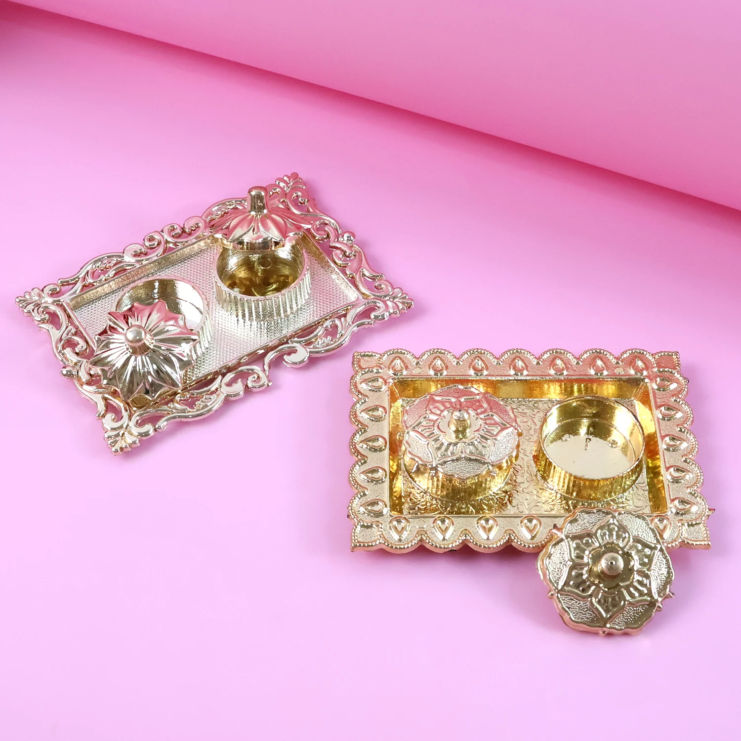 Ornate Rectangular Pooja Thali Tray - (1 Pc) - Image 2