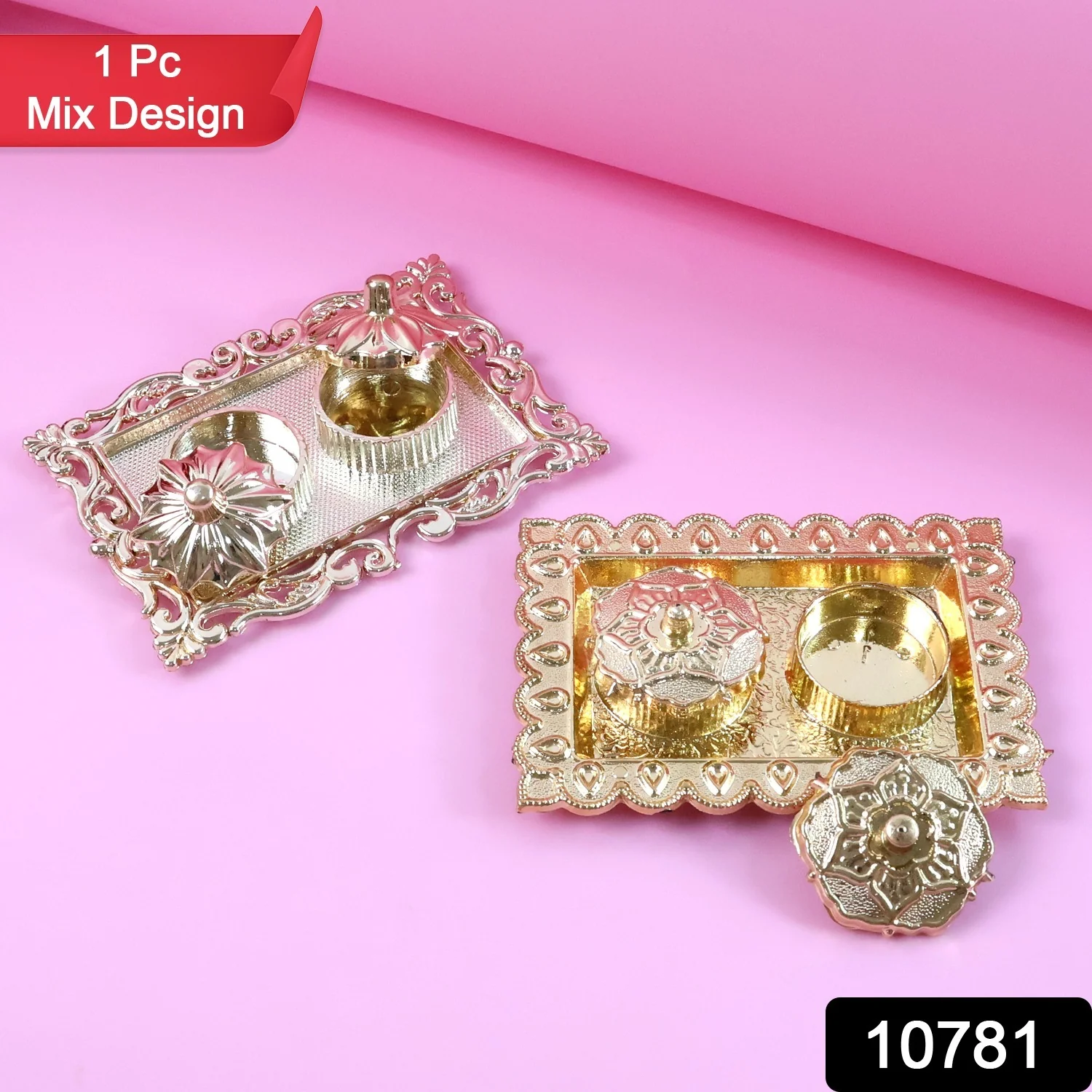 Ornate Rectangular Pooja Thali Tray - (1 Pc) - Image 3