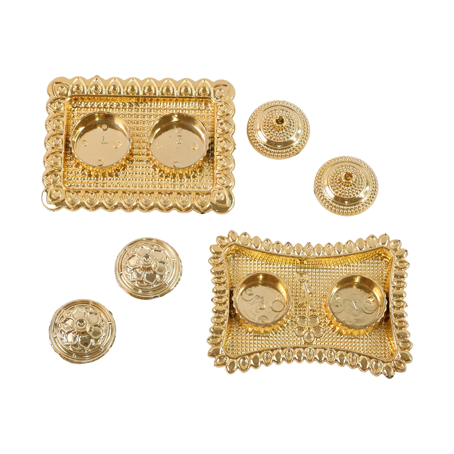 Ornate Rectangular Pooja Tilak Plate - (Mix Design / 1 Pc) - Image 5
