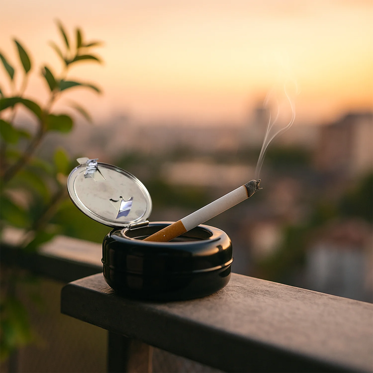 Round Smokeless Ashtray with Lid (1 Pc) - Image 6