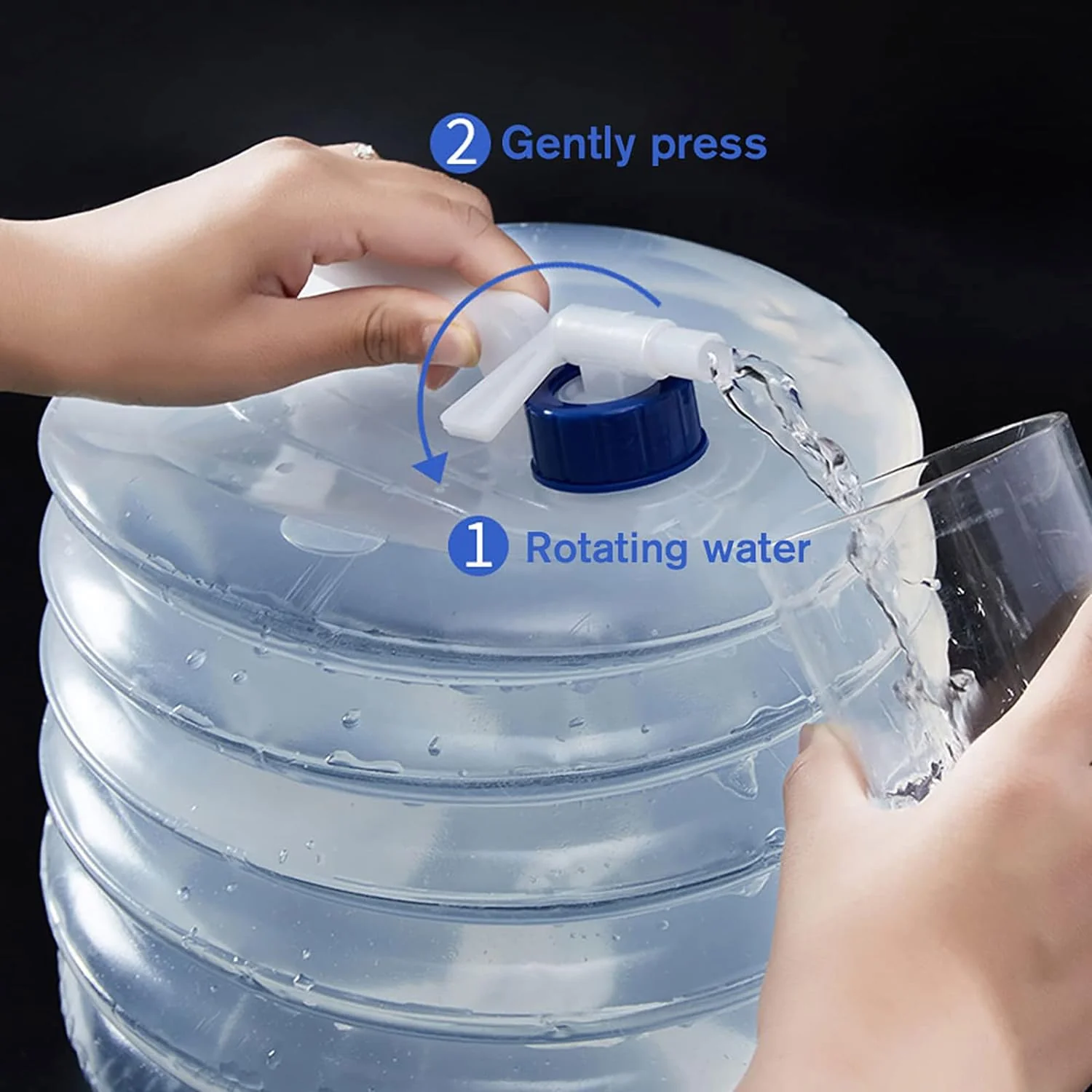 Outdoor Camping Collapsible Portable Water Container with Carry Handle Tap Valve Large Food Grade - Image 4