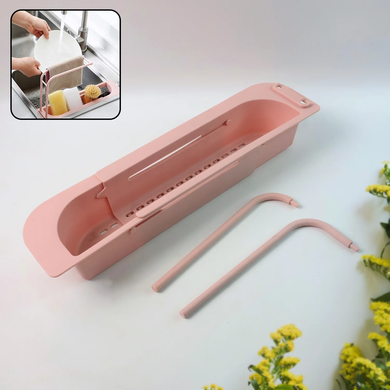 Over-Sink Expandable Sink Caddy with Dual Towel Bar & Drip Tray - Image 6