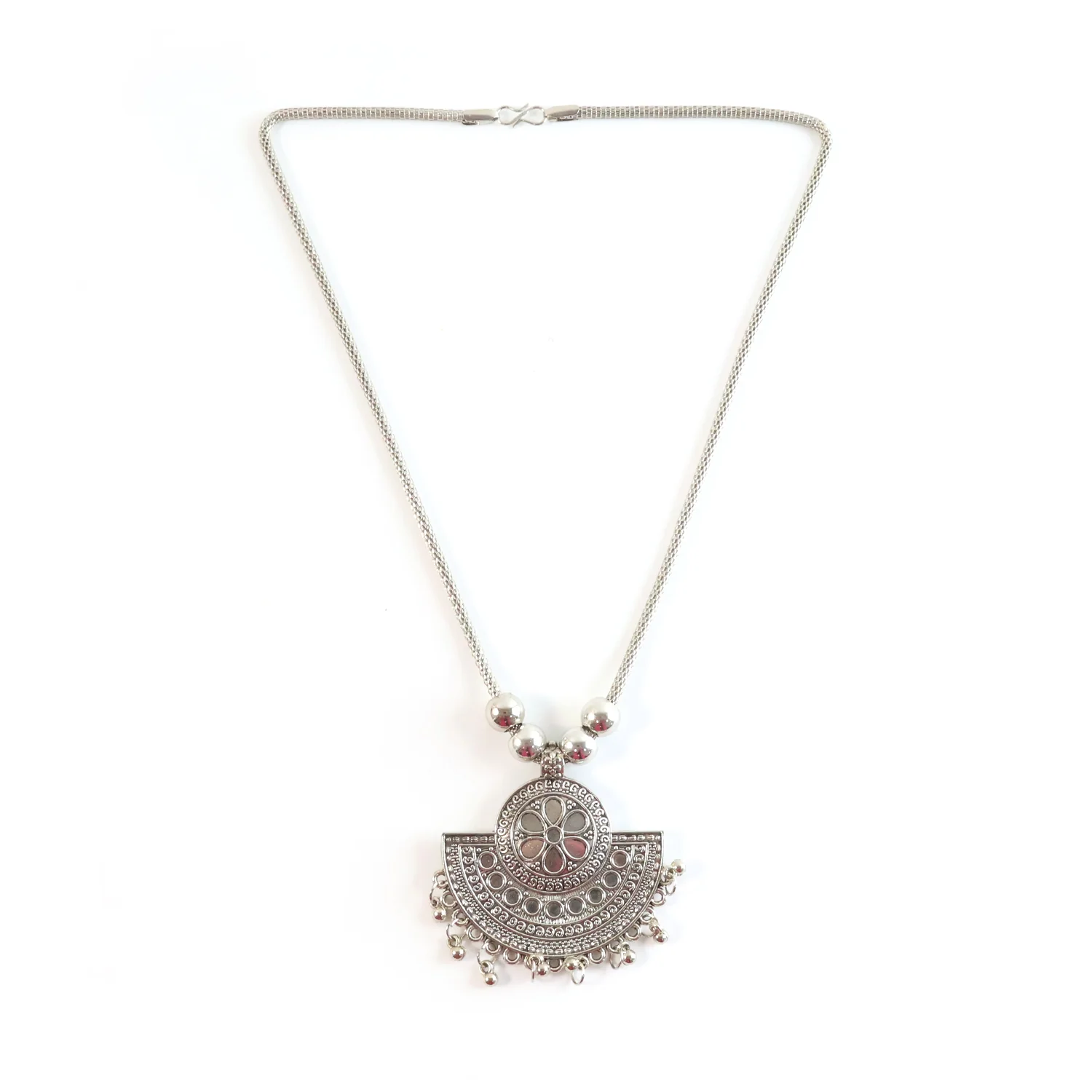 Oxidised Silver-Tone Traditional Long Necklace (1 Pc) - Image 5